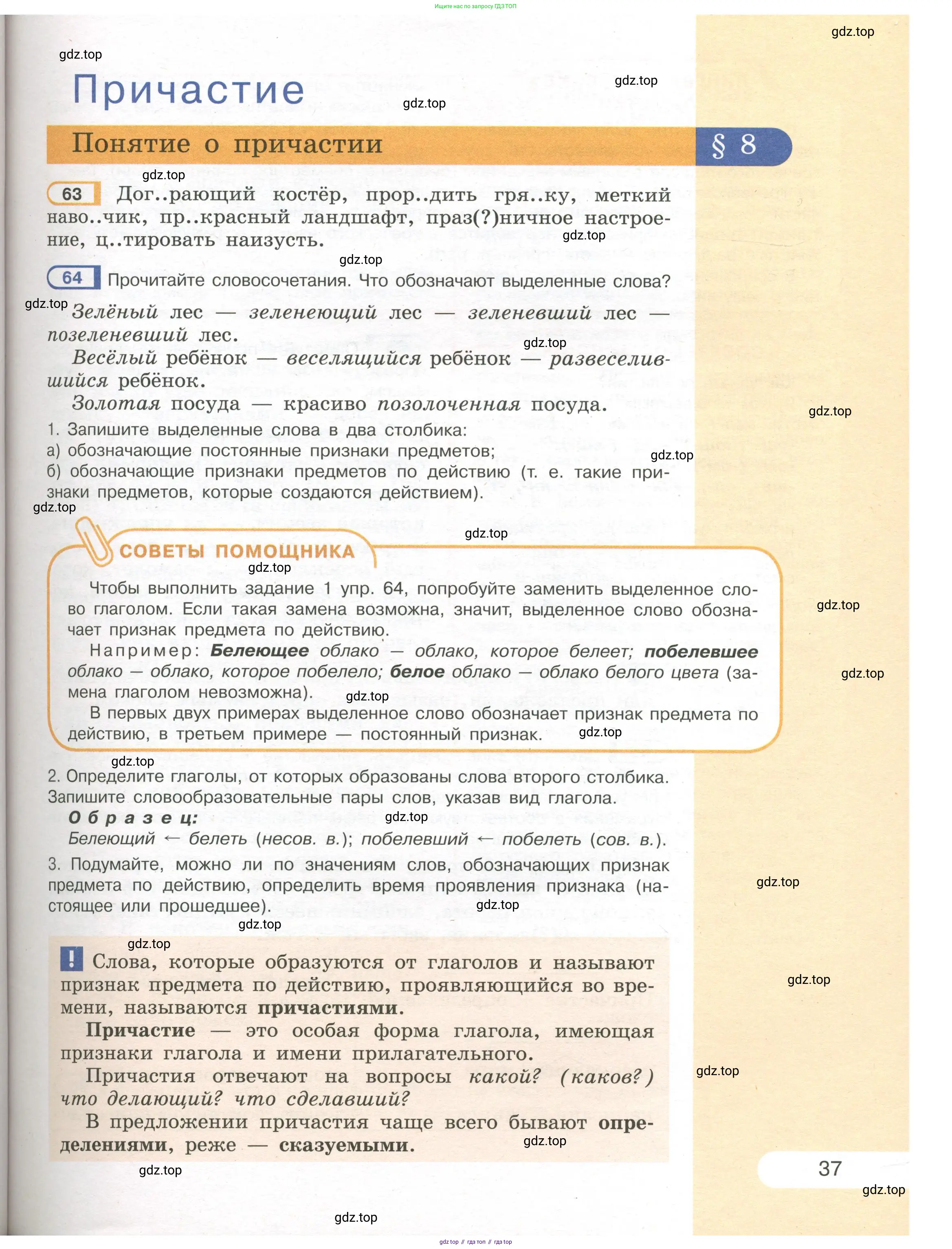 Русский язык, 7 класс Учебник, авторы: Рыбченкова Лидия Макаровна, Александрова Ольга Макаровна, Загоровская Ольга Владимировна, Нарушевич Андрей Георгиевич, Вакурова Ольга Фёдоровна, Григорьев Андрей Владимирович, Кузина Анна Николаевна, издательство Просвещение, Москва, 2019, коричневого цвета, Часть 1, страница 37