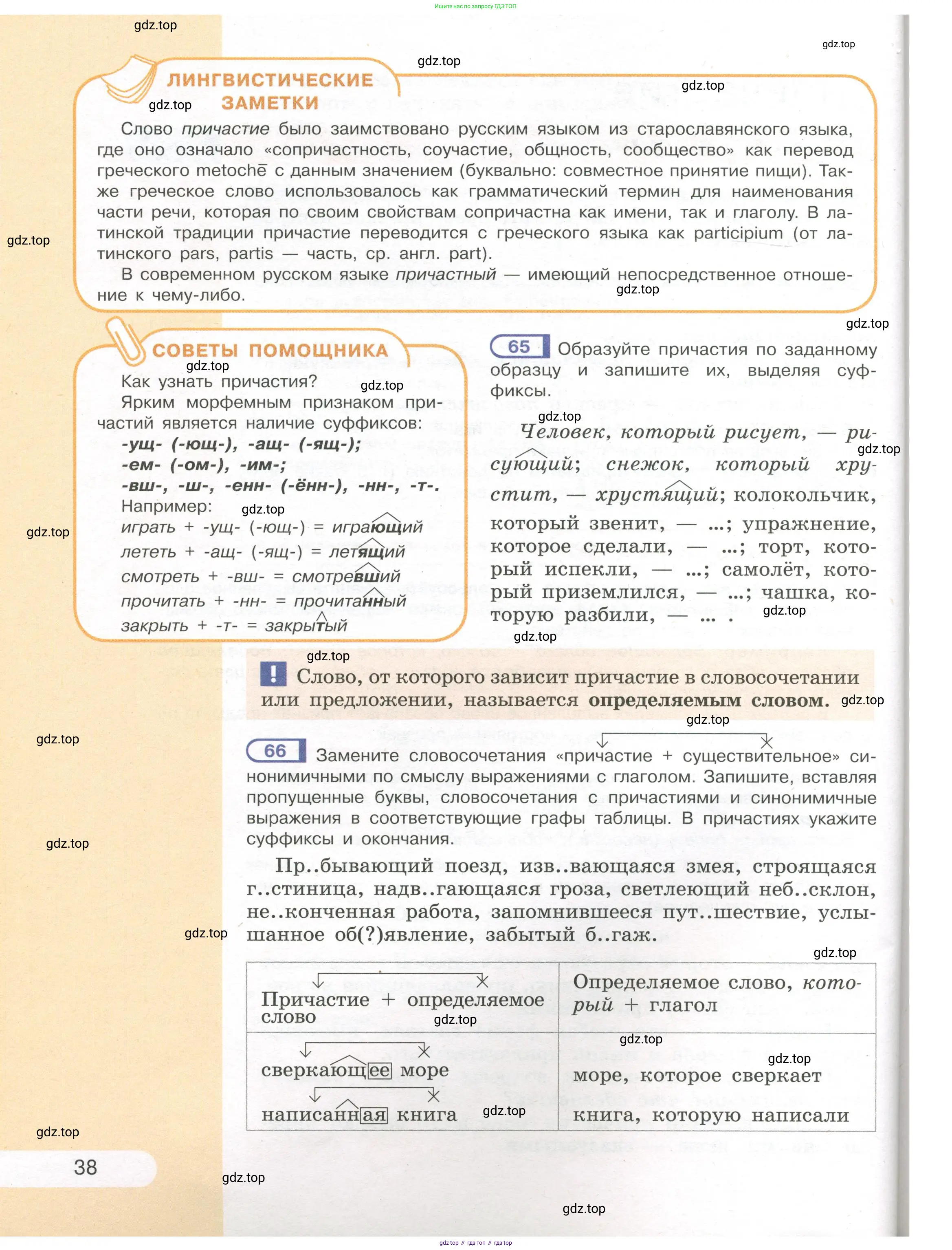 Русский язык, 7 класс Учебник, авторы: Рыбченкова Лидия Макаровна, Александрова Ольга Макаровна, Загоровская Ольга Владимировна, Нарушевич Андрей Георгиевич, Вакурова Ольга Фёдоровна, Григорьев Андрей Владимирович, Кузина Анна Николаевна, издательство Просвещение, Москва, 2019, коричневого цвета, Часть 1, страница 38