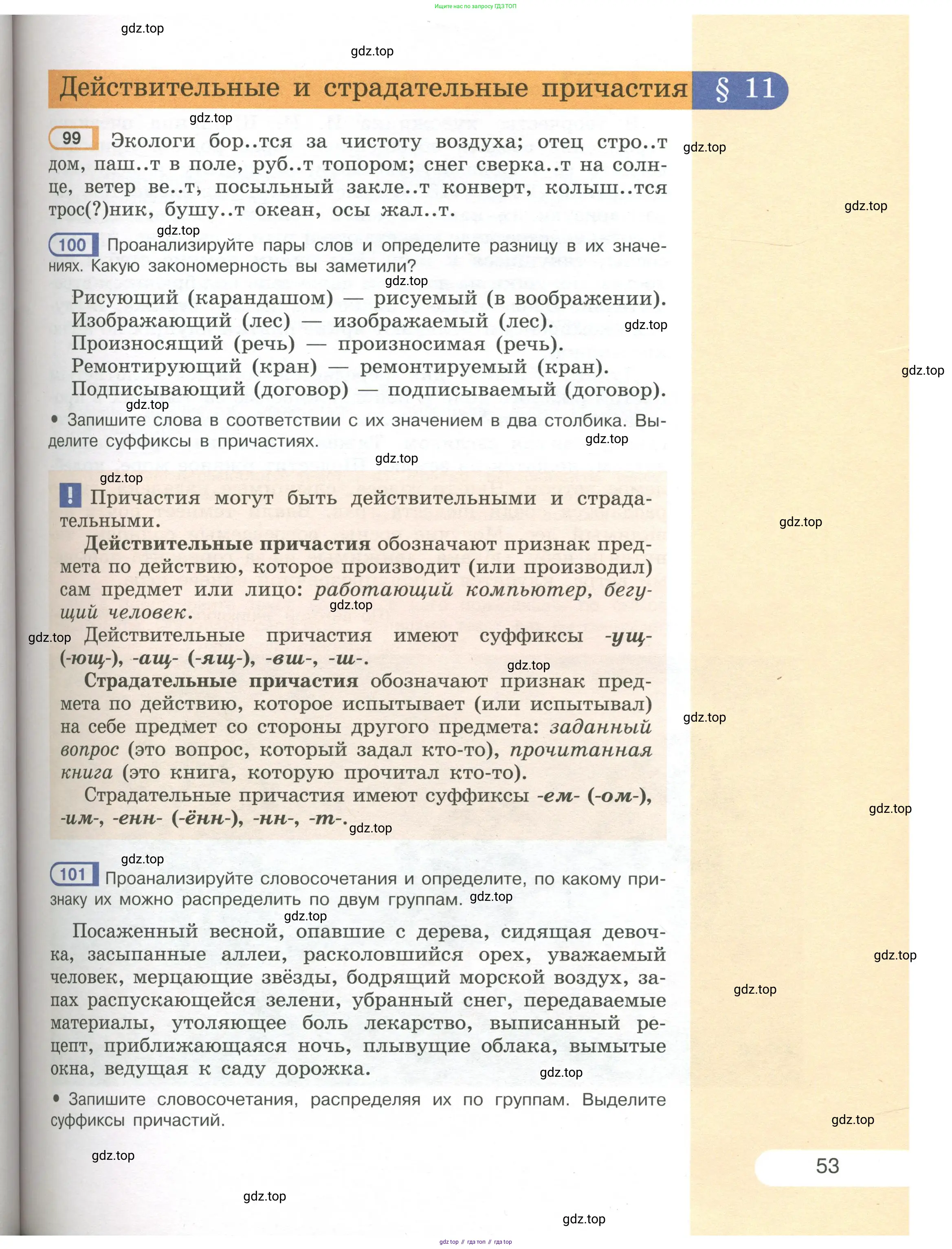 Русский язык, 7 класс Учебник, авторы: Рыбченкова Лидия Макаровна, Александрова Ольга Макаровна, Загоровская Ольга Владимировна, Нарушевич Андрей Георгиевич, Вакурова Ольга Фёдоровна, Григорьев Андрей Владимирович, Кузина Анна Николаевна, издательство Просвещение, Москва, 2019, коричневого цвета, Часть 1, страница 53