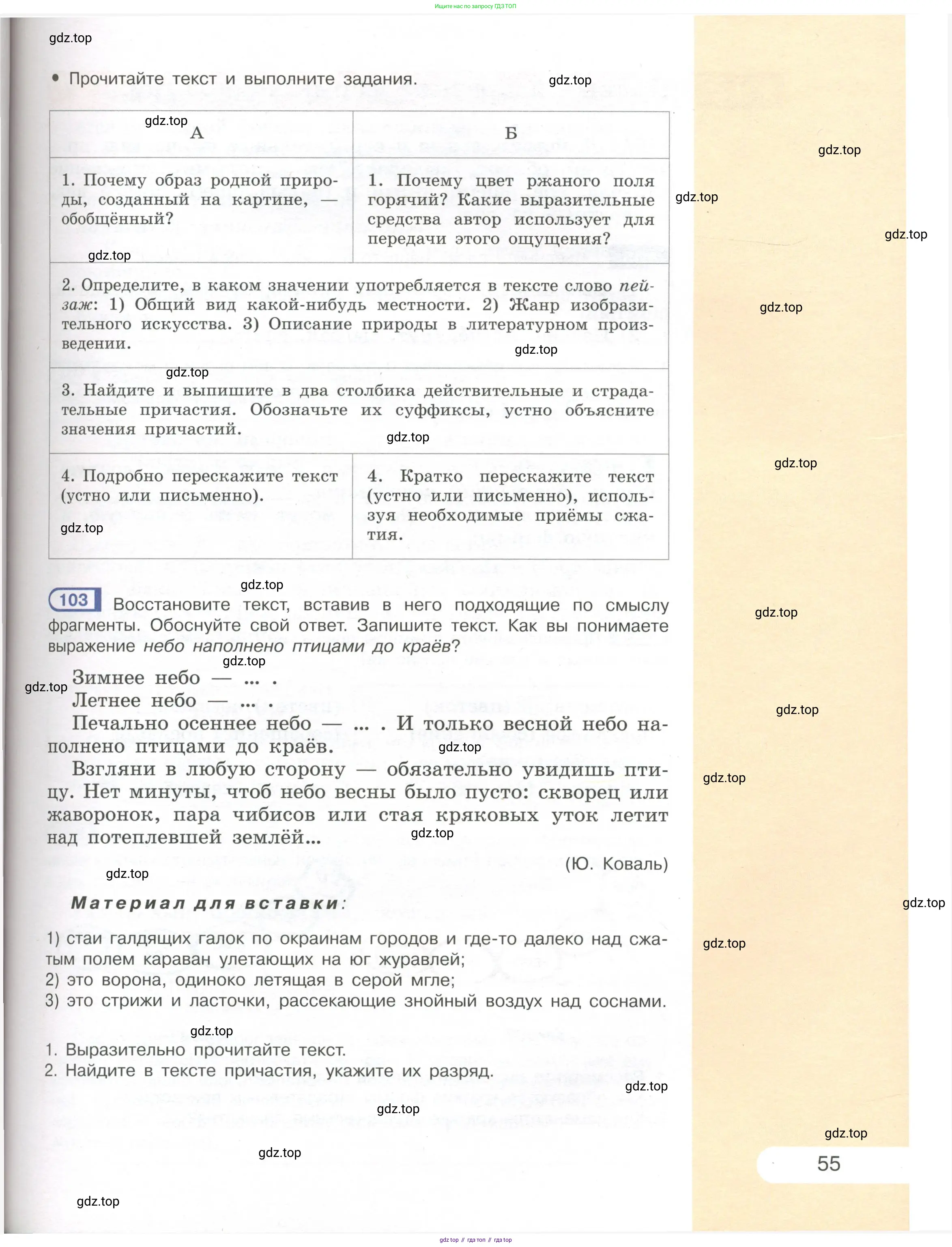 Русский язык, 7 класс Учебник, авторы: Рыбченкова Лидия Макаровна, Александрова Ольга Макаровна, Загоровская Ольга Владимировна, Нарушевич Андрей Георгиевич, Вакурова Ольга Фёдоровна, Григорьев Андрей Владимирович, Кузина Анна Николаевна, издательство Просвещение, Москва, 2019, коричневого цвета, Часть 1, страница 55