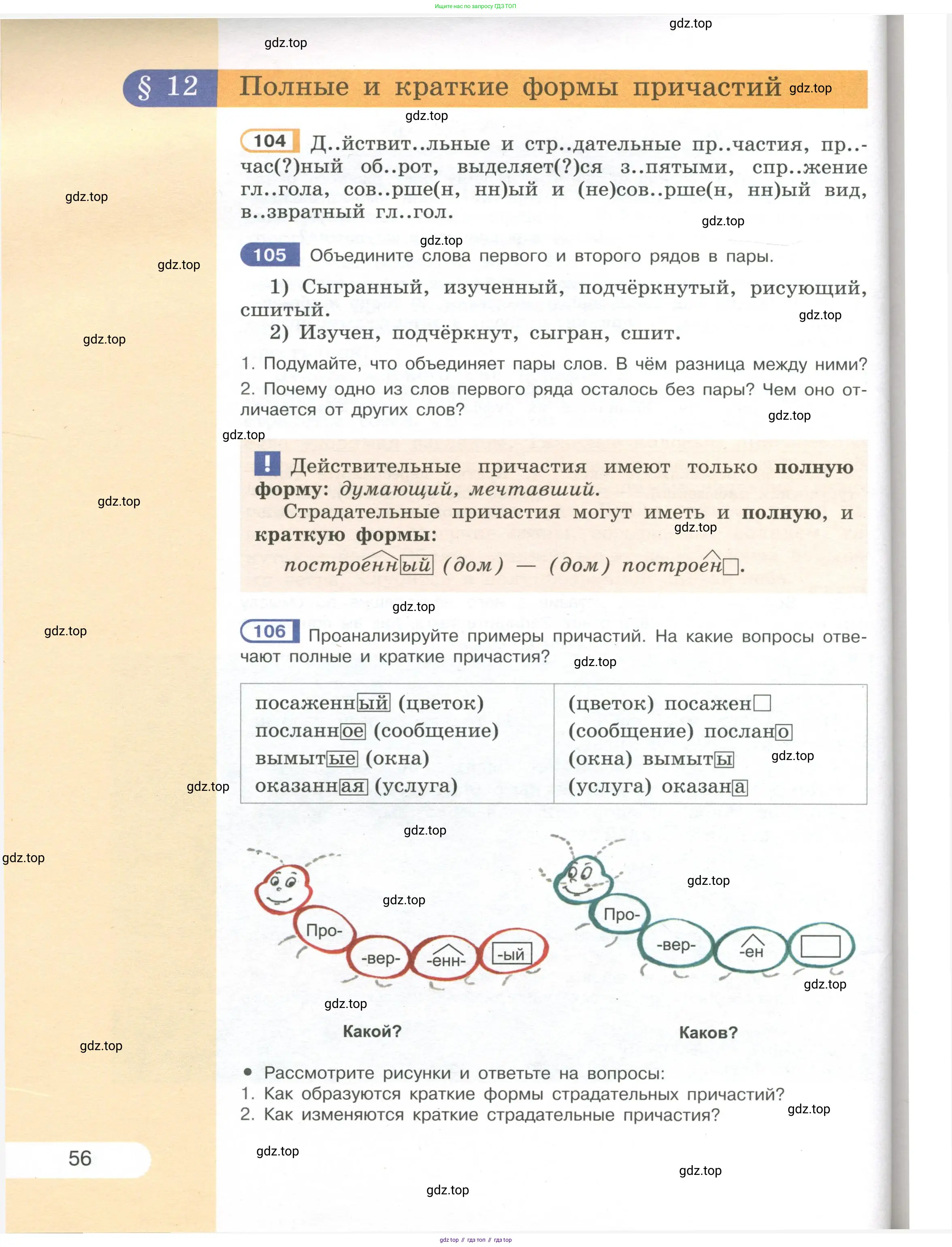 Русский язык, 7 класс Учебник, авторы: Рыбченкова Лидия Макаровна, Александрова Ольга Макаровна, Загоровская Ольга Владимировна, Нарушевич Андрей Георгиевич, Вакурова Ольга Фёдоровна, Григорьев Андрей Владимирович, Кузина Анна Николаевна, издательство Просвещение, Москва, 2019, коричневого цвета, Часть 1, страница 56