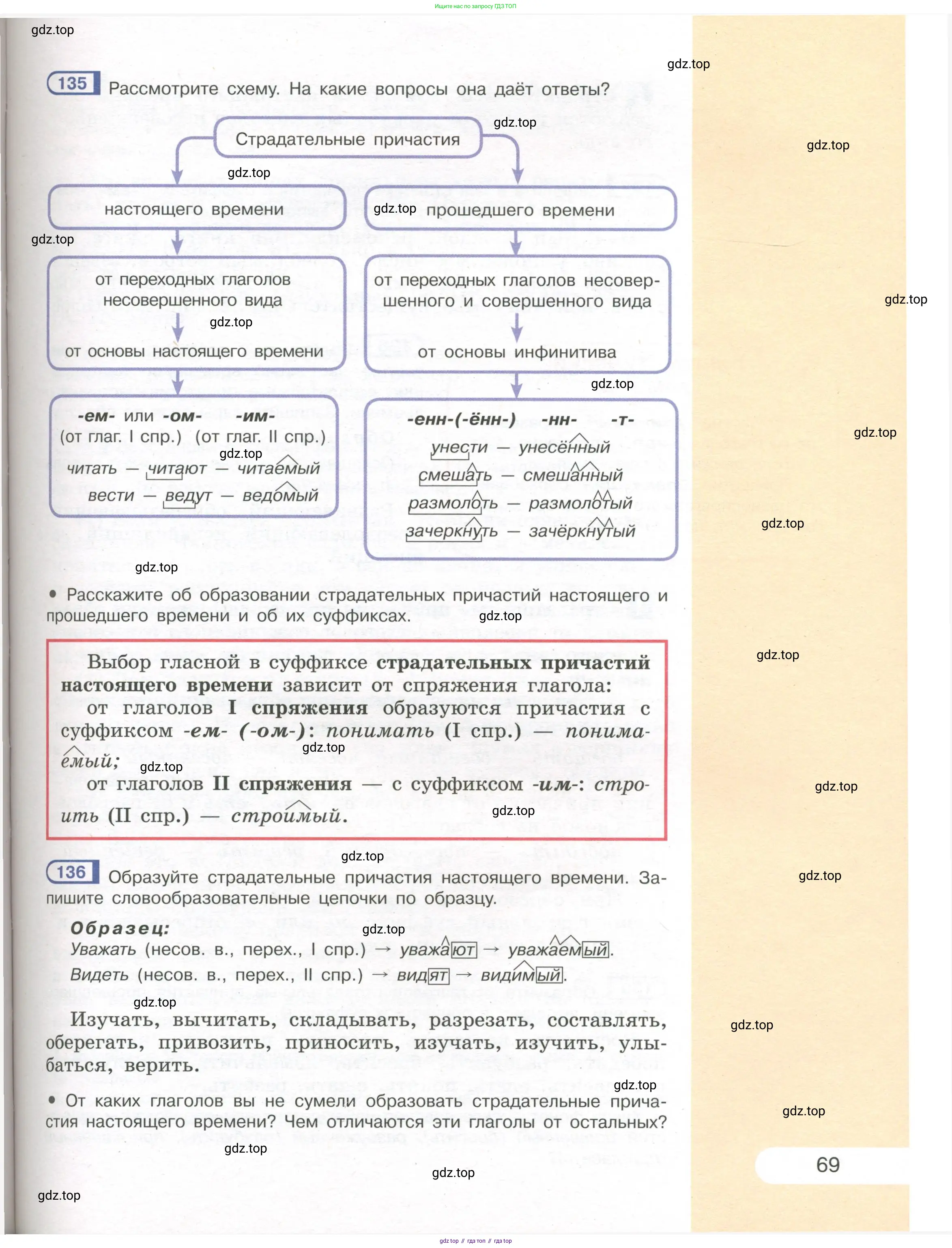 Русский язык, 7 класс Учебник, авторы: Рыбченкова Лидия Макаровна, Александрова Ольга Макаровна, Загоровская Ольга Владимировна, Нарушевич Андрей Георгиевич, Вакурова Ольга Фёдоровна, Григорьев Андрей Владимирович, Кузина Анна Николаевна, издательство Просвещение, Москва, 2019, коричневого цвета, Часть 1, страница 69