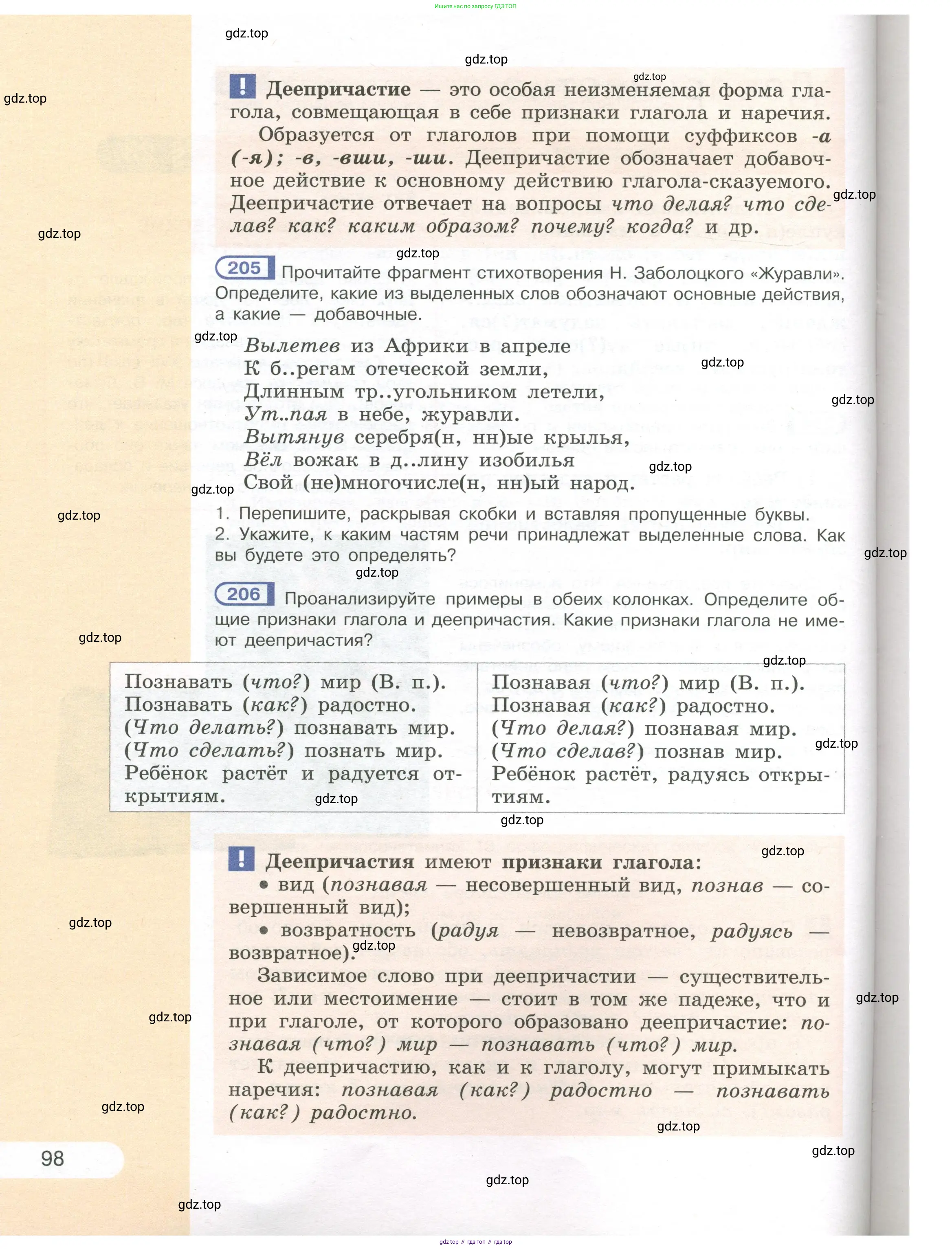 Русский язык, 7 класс Учебник, авторы: Рыбченкова Лидия Макаровна, Александрова Ольга Макаровна, Загоровская Ольга Владимировна, Нарушевич Андрей Георгиевич, Вакурова Ольга Фёдоровна, Григорьев Андрей Владимирович, Кузина Анна Николаевна, издательство Просвещение, Москва, 2019, коричневого цвета, Часть 1, страница 98