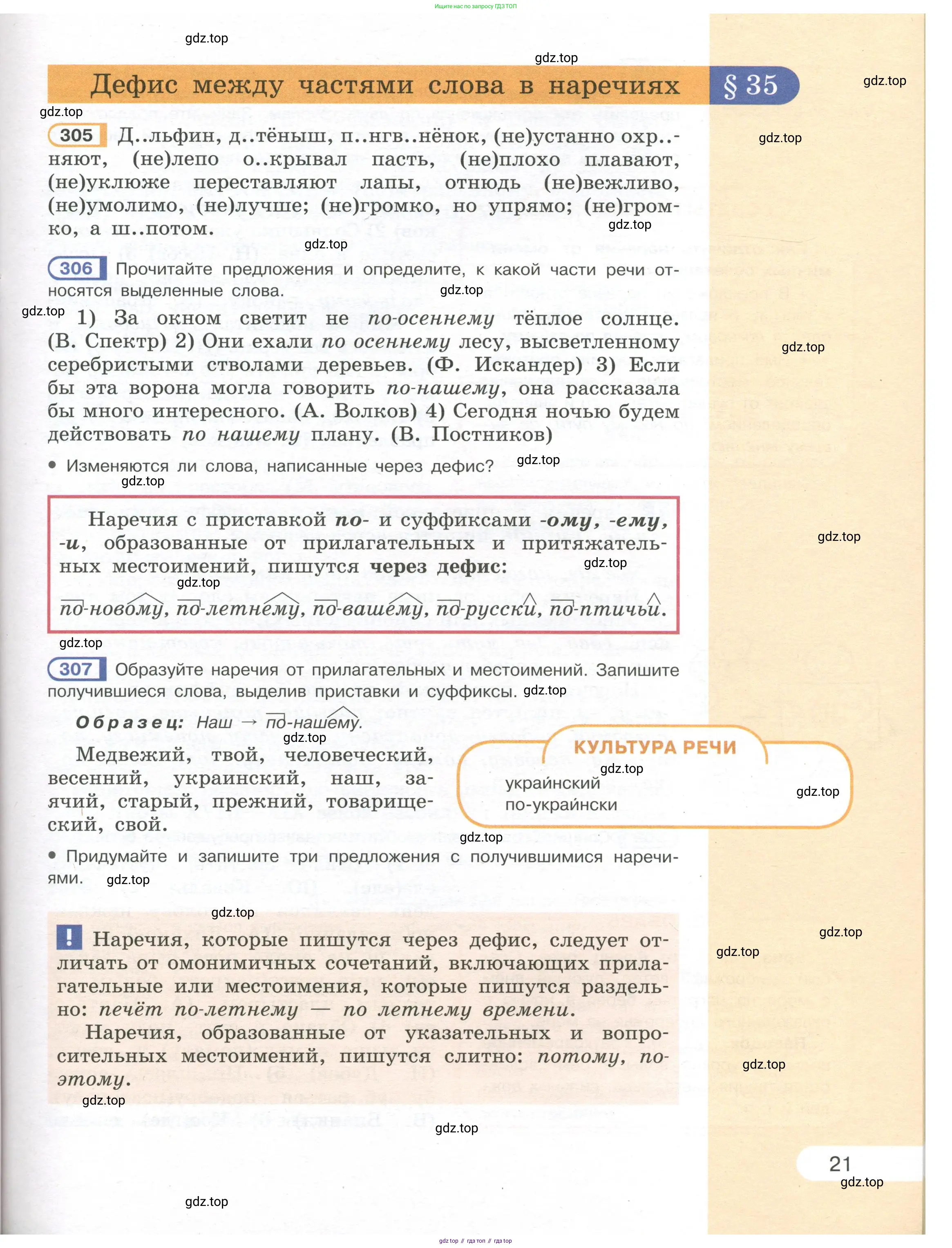 Русский язык, 7 класс Учебник, авторы: Рыбченкова Лидия Макаровна, Александрова Ольга Макаровна, Загоровская Ольга Владимировна, Нарушевич Андрей Георгиевич, Вакурова Ольга Фёдоровна, Григорьев Андрей Владимирович, Кузина Анна Николаевна, издательство Просвещение, Москва, 2019, коричневого цвета, Часть 1, страница 21