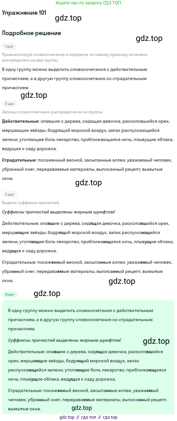 Русский язык, 7 класс Учебник, авторы: Рыбченкова Лидия Макаровна, Александрова Ольга Макаровна, Загоровская Ольга Владимировна, Нарушевич Андрей Георгиевич, Вакурова Ольга Фёдоровна, Григорьев Андрей Владимирович, Кузина Анна Николаевна, издательство Просвещение, Москва, 2019, коричневого цвета, Часть 1, страница 53, номер 101, Решение 1