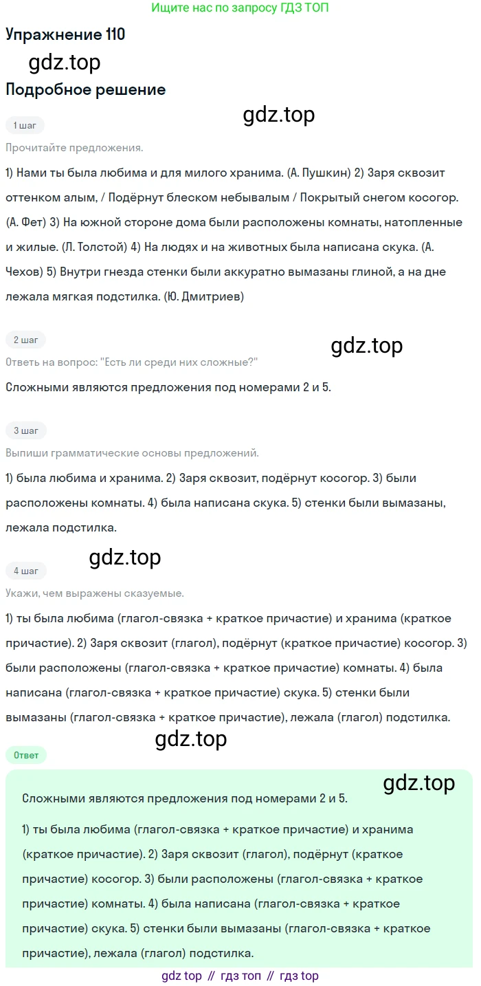 Русский язык, 7 класс Учебник, авторы: Рыбченкова Лидия Макаровна, Александрова Ольга Макаровна, Загоровская Ольга Владимировна, Нарушевич Андрей Георгиевич, Вакурова Ольга Фёдоровна, Григорьев Андрей Владимирович, Кузина Анна Николаевна, издательство Просвещение, Москва, 2019, коричневого цвета, Часть 1, страница 58, номер 110, Решение 1
