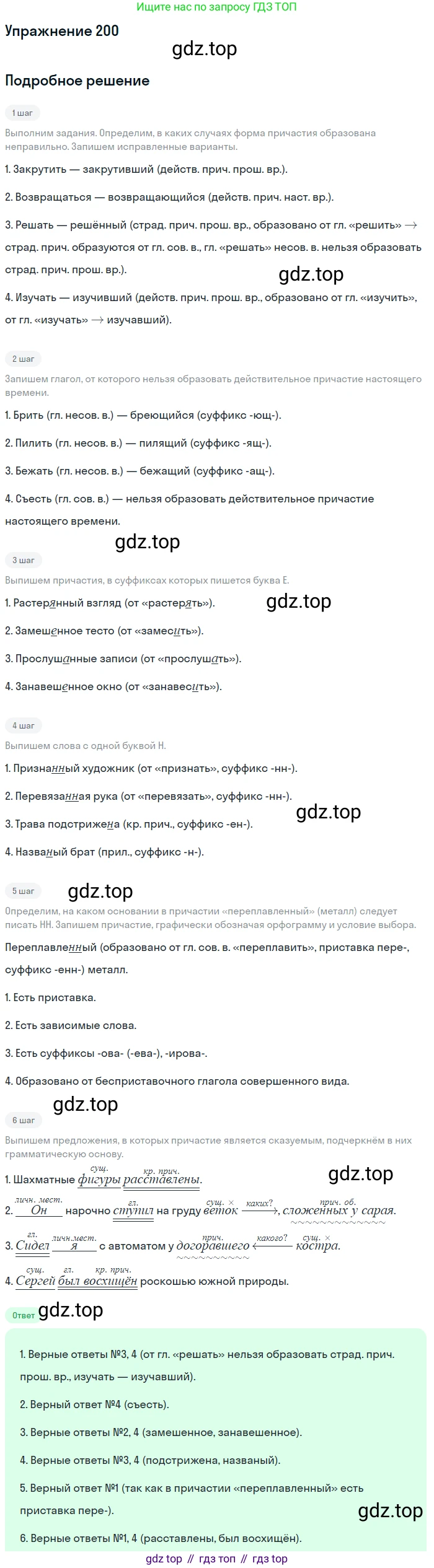 Русский язык, 7 класс Учебник, авторы: Рыбченкова Лидия Макаровна, Александрова Ольга Макаровна, Загоровская Ольга Владимировна, Нарушевич Андрей Георгиевич, Вакурова Ольга Фёдоровна, Григорьев Андрей Владимирович, Кузина Анна Николаевна, издательство Просвещение, Москва, 2019, коричневого цвета, Часть 1, страница 94, номер 200, Решение 1