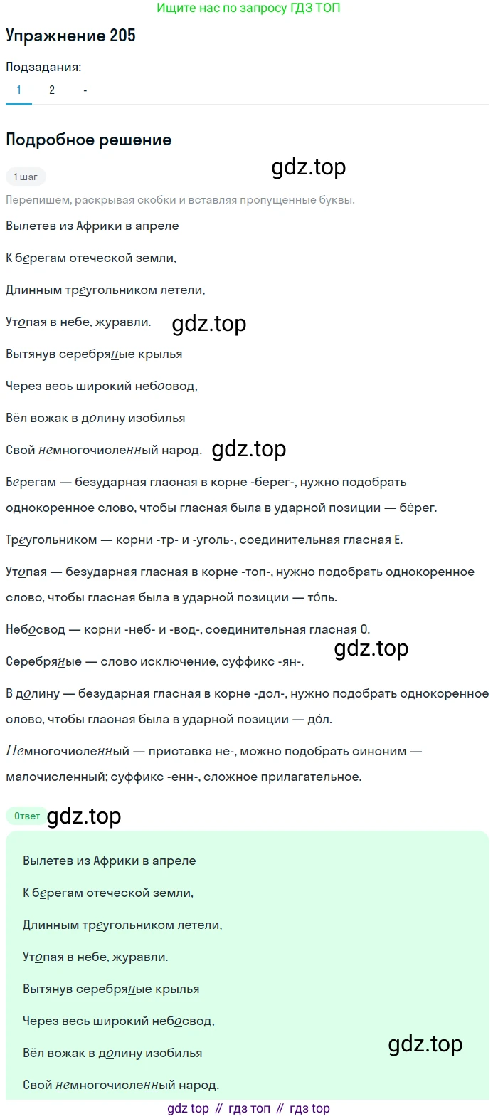 Русский язык, 7 класс Учебник, авторы: Рыбченкова Лидия Макаровна, Александрова Ольга Макаровна, Загоровская Ольга Владимировна, Нарушевич Андрей Георгиевич, Вакурова Ольга Фёдоровна, Григорьев Андрей Владимирович, Кузина Анна Николаевна, издательство Просвещение, Москва, 2019, коричневого цвета, Часть 1, страница 98, номер 205, Решение 1 (продолжение 2)