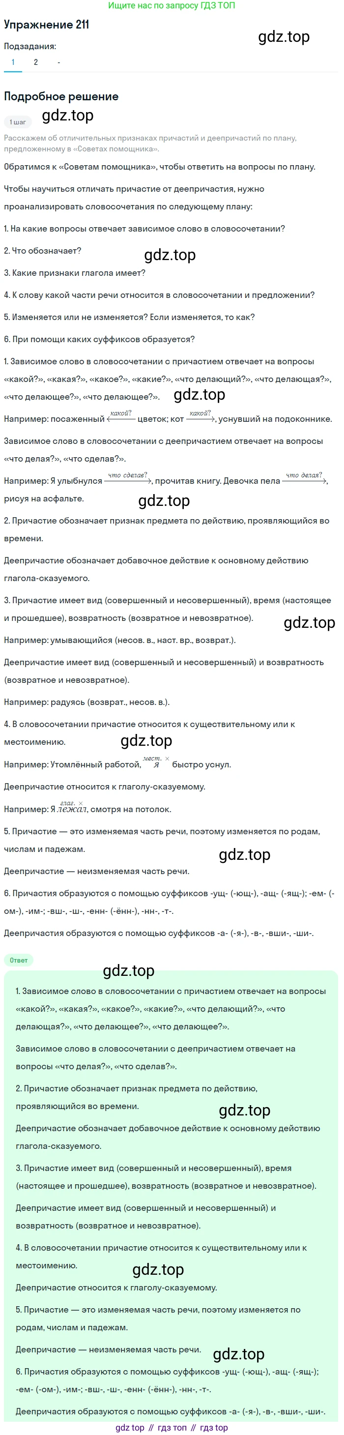 Русский язык, 7 класс Учебник, авторы: Рыбченкова Лидия Макаровна, Александрова Ольга Макаровна, Загоровская Ольга Владимировна, Нарушевич Андрей Георгиевич, Вакурова Ольга Фёдоровна, Григорьев Андрей Владимирович, Кузина Анна Николаевна, издательство Просвещение, Москва, 2019, коричневого цвета, Часть 1, страница 101, номер 211, Решение 1 (продолжение 2)