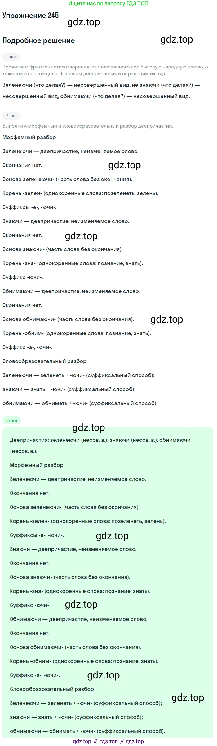 Русский язык, 7 класс Учебник, авторы: Рыбченкова Лидия Макаровна, Александрова Ольга Макаровна, Загоровская Ольга Владимировна, Нарушевич Андрей Георгиевич, Вакурова Ольга Фёдоровна, Григорьев Андрей Владимирович, Кузина Анна Николаевна, издательство Просвещение, Москва, 2019, коричневого цвета, Часть 1, страница 122, номер 245, Решение 1