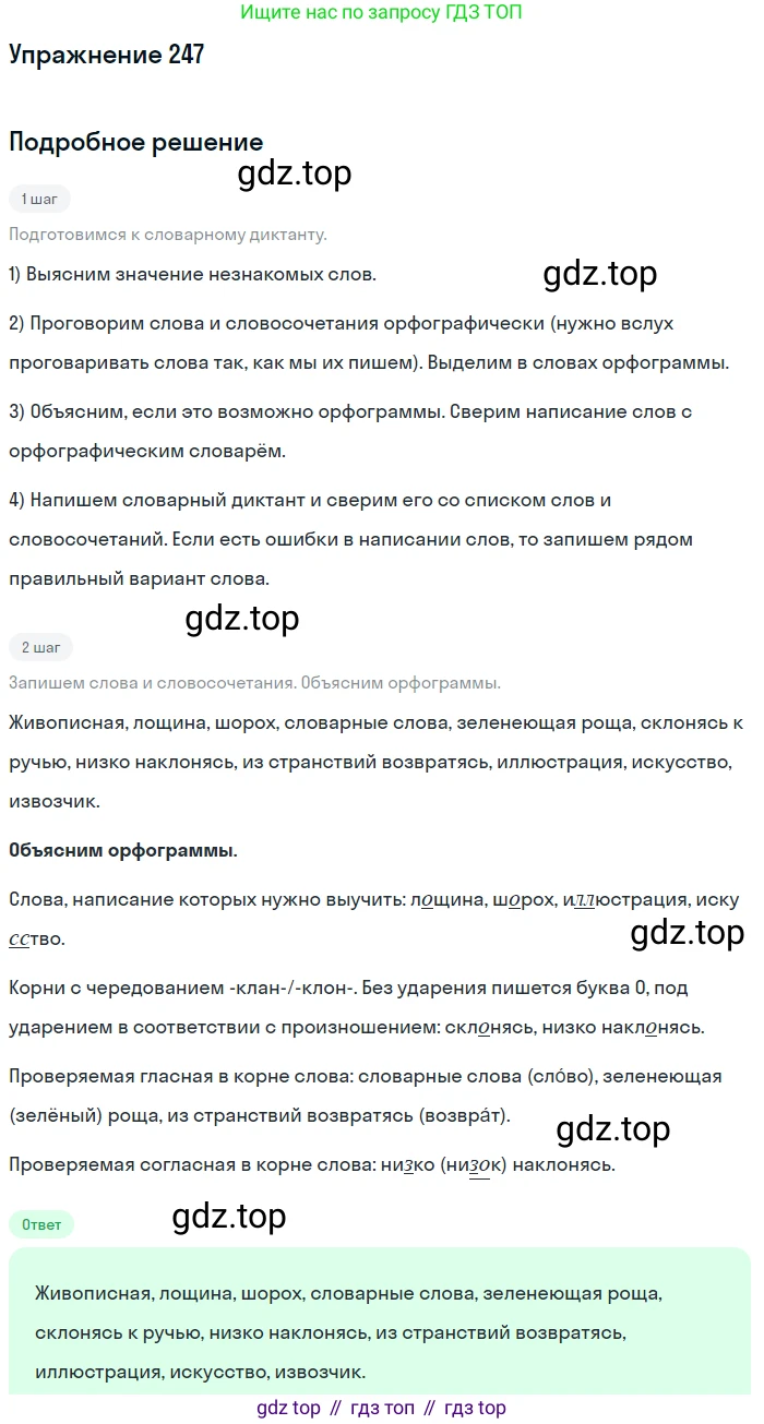 Русский язык, 7 класс Учебник, авторы: Рыбченкова Лидия Макаровна, Александрова Ольга Макаровна, Загоровская Ольга Владимировна, Нарушевич Андрей Георгиевич, Вакурова Ольга Фёдоровна, Григорьев Андрей Владимирович, Кузина Анна Николаевна, издательство Просвещение, Москва, 2019, коричневого цвета, Часть 1, страница 124, номер 247, Решение 1