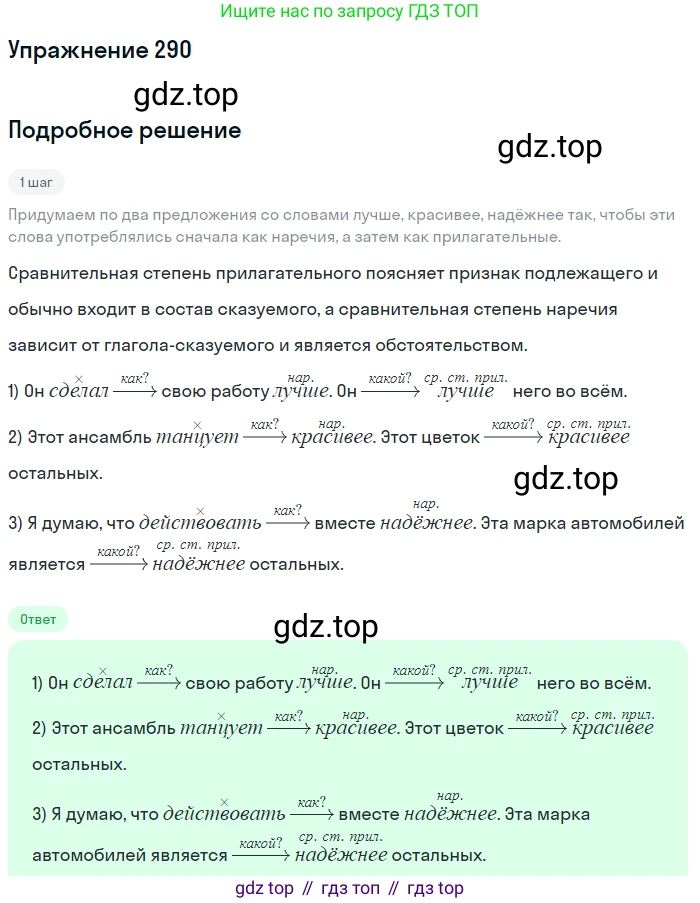 Русский язык, 7 класс Учебник, авторы: Рыбченкова Лидия Макаровна, Александрова Ольга Макаровна, Загоровская Ольга Владимировна, Нарушевич Андрей Георгиевич, Вакурова Ольга Фёдоровна, Григорьев Андрей Владимирович, Кузина Анна Николаевна, издательство Просвещение, Москва, 2019, коричневого цвета, Часть 2, страница 13, номер 290, Решение 1