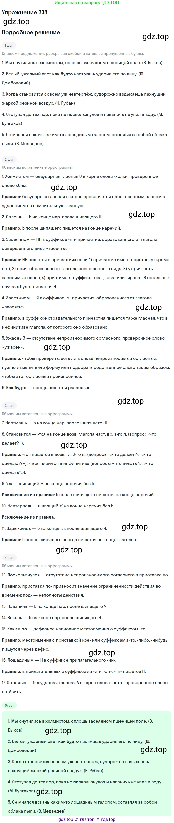 Русский язык, 7 класс Учебник, авторы: Рыбченкова Лидия Макаровна, Александрова Ольга Макаровна, Загоровская Ольга Владимировна, Нарушевич Андрей Георгиевич, Вакурова Ольга Фёдоровна, Григорьев Андрей Владимирович, Кузина Анна Николаевна, издательство Просвещение, Москва, 2019, коричневого цвета, Часть 2, страница 36, номер 338, Решение 1
