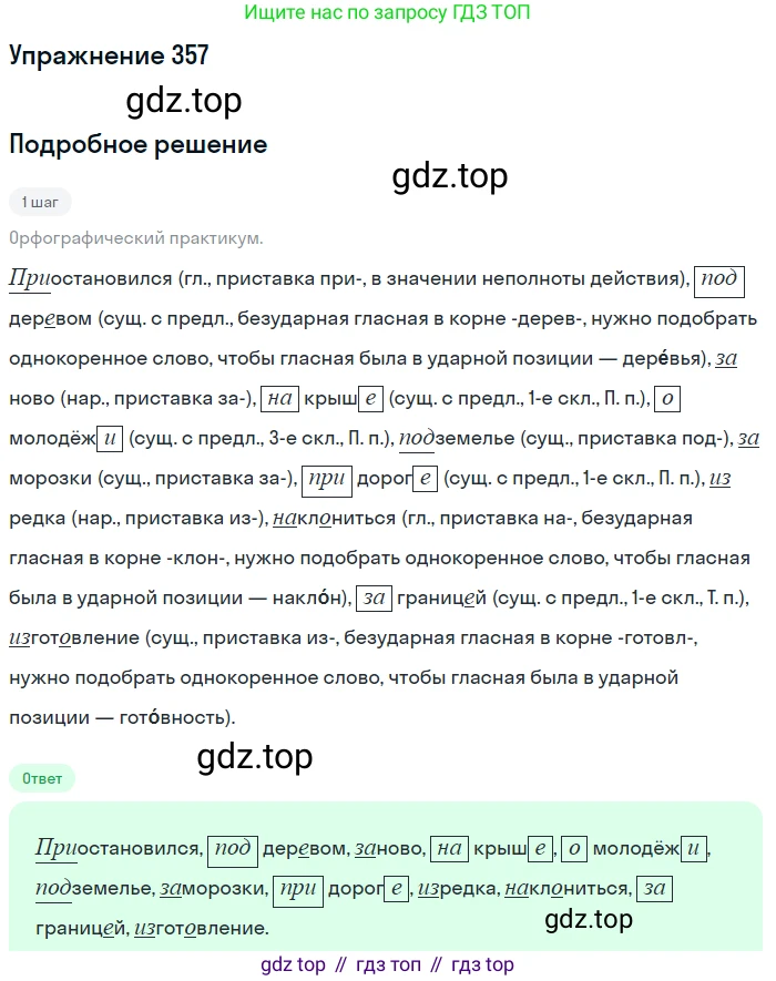Русский язык, 7 класс Учебник, авторы: Рыбченкова Лидия Макаровна, Александрова Ольга Макаровна, Загоровская Ольга Владимировна, Нарушевич Андрей Георгиевич, Вакурова Ольга Фёдоровна, Григорьев Андрей Владимирович, Кузина Анна Николаевна, издательство Просвещение, Москва, 2019, коричневого цвета, Часть 2, страница 45, номер 357, Решение 1