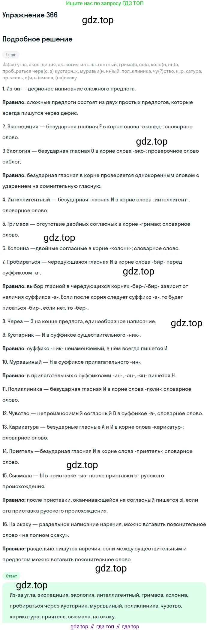 Русский язык, 7 класс Учебник, авторы: Рыбченкова Лидия Макаровна, Александрова Ольга Макаровна, Загоровская Ольга Владимировна, Нарушевич Андрей Георгиевич, Вакурова Ольга Фёдоровна, Григорьев Андрей Владимирович, Кузина Анна Николаевна, издательство Просвещение, Москва, 2019, коричневого цвета, Часть 2, страница 48, номер 366, Решение 1