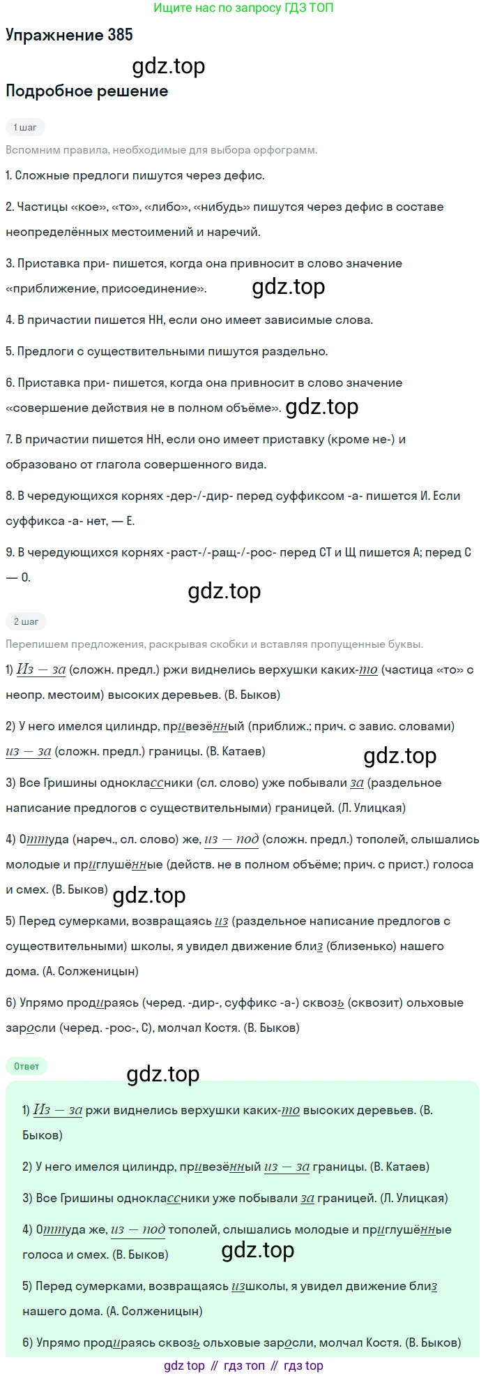 Русский язык, 7 класс Учебник, авторы: Рыбченкова Лидия Макаровна, Александрова Ольга Макаровна, Загоровская Ольга Владимировна, Нарушевич Андрей Георгиевич, Вакурова Ольга Фёдоровна, Григорьев Андрей Владимирович, Кузина Анна Николаевна, издательство Просвещение, Москва, 2019, коричневого цвета, Часть 2, страница 54, номер 385, Решение 1