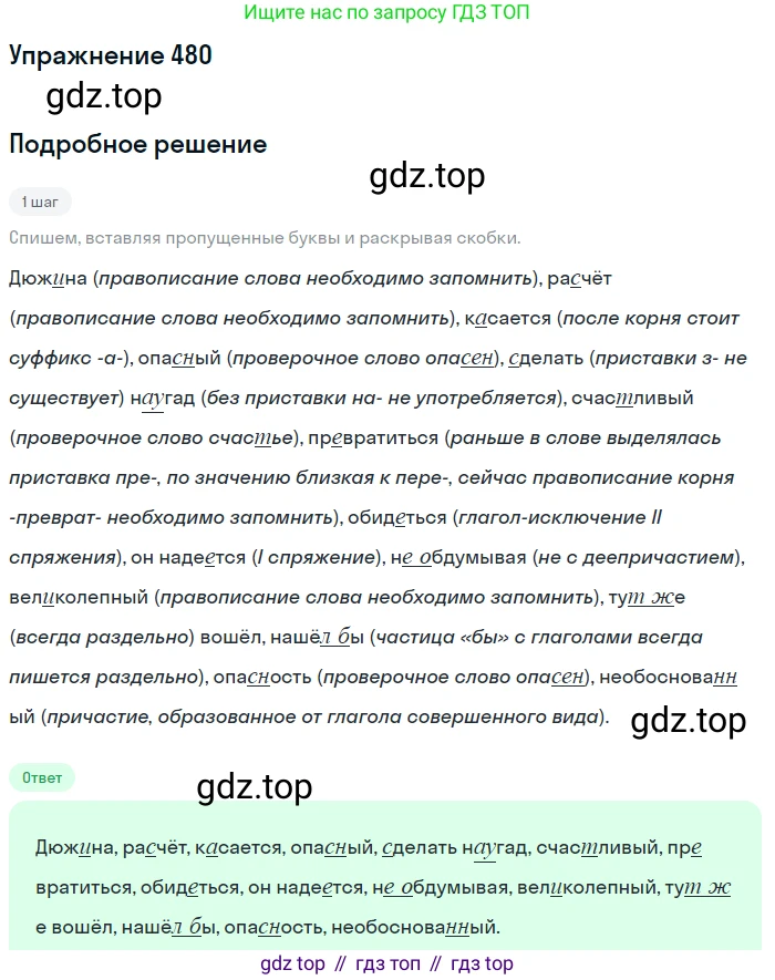 Русский язык, 7 класс Учебник, авторы: Рыбченкова Лидия Макаровна, Александрова Ольга Макаровна, Загоровская Ольга Владимировна, Нарушевич Андрей Георгиевич, Вакурова Ольга Фёдоровна, Григорьев Андрей Владимирович, Кузина Анна Николаевна, издательство Просвещение, Москва, 2019, коричневого цвета, Часть 2, страница 101, номер 480, Решение 1