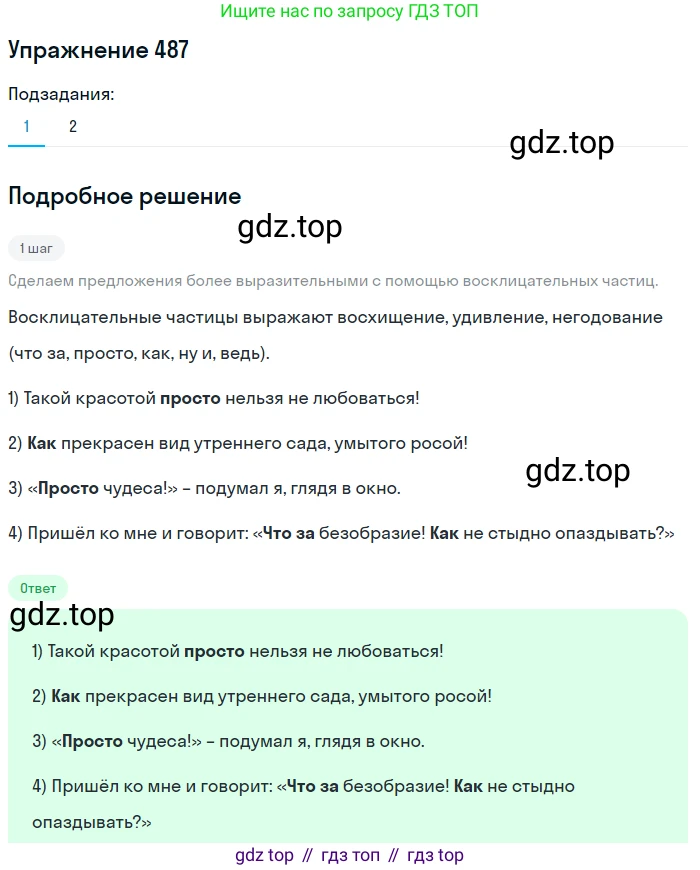 Русский язык, 7 класс Учебник, авторы: Рыбченкова Лидия Макаровна, Александрова Ольга Макаровна, Загоровская Ольга Владимировна, Нарушевич Андрей Георгиевич, Вакурова Ольга Фёдоровна, Григорьев Андрей Владимирович, Кузина Анна Николаевна, издательство Просвещение, Москва, 2019, коричневого цвета, Часть 2, страница 104, номер 487, Решение 1