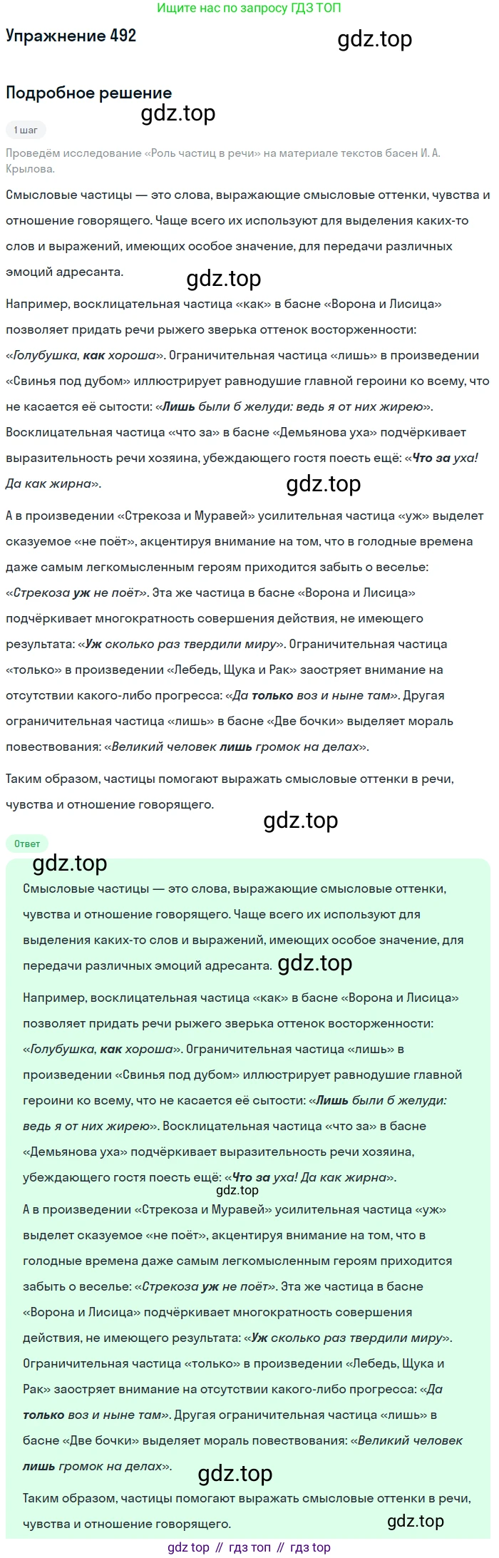Русский язык, 7 класс Учебник, авторы: Рыбченкова Лидия Макаровна, Александрова Ольга Макаровна, Загоровская Ольга Владимировна, Нарушевич Андрей Георгиевич, Вакурова Ольга Фёдоровна, Григорьев Андрей Владимирович, Кузина Анна Николаевна, издательство Просвещение, Москва, 2019, коричневого цвета, Часть 2, страница 106, номер 492, Решение 1