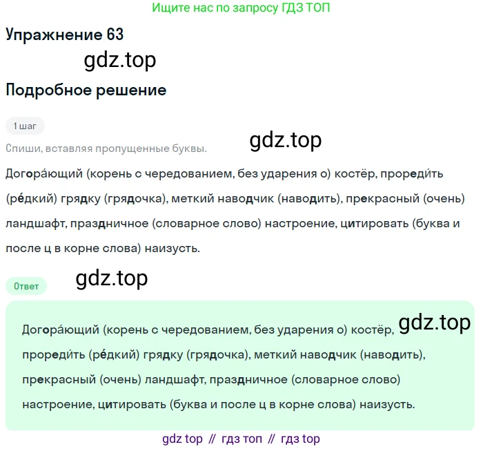 Русский язык, 7 класс Учебник, авторы: Рыбченкова Лидия Макаровна, Александрова Ольга Макаровна, Загоровская Ольга Владимировна, Нарушевич Андрей Георгиевич, Вакурова Ольга Фёдоровна, Григорьев Андрей Владимирович, Кузина Анна Николаевна, издательство Просвещение, Москва, 2019, коричневого цвета, Часть 1, страница 37, номер 63, Решение 1