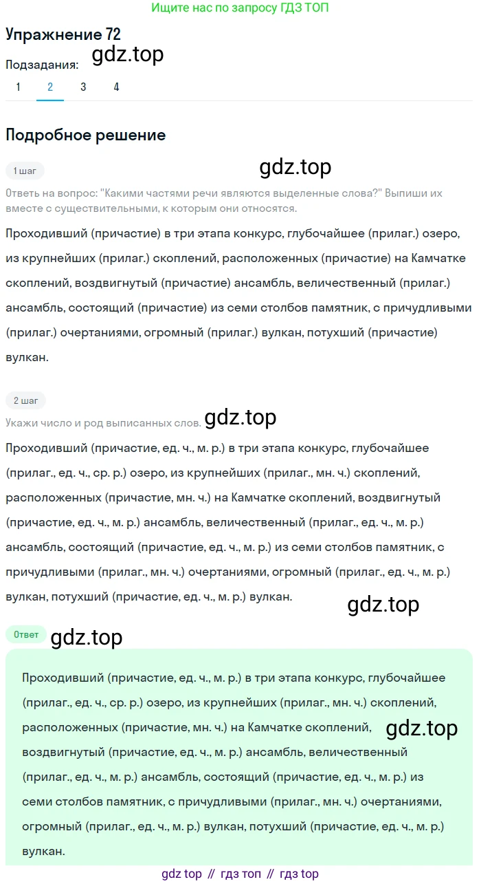Русский язык, 7 класс Учебник, авторы: Рыбченкова Лидия Макаровна, Александрова Ольга Макаровна, Загоровская Ольга Владимировна, Нарушевич Андрей Георгиевич, Вакурова Ольга Фёдоровна, Григорьев Андрей Владимирович, Кузина Анна Николаевна, издательство Просвещение, Москва, 2019, коричневого цвета, Часть 1, страница 41, номер 72, Решение 1 (продолжение 3)