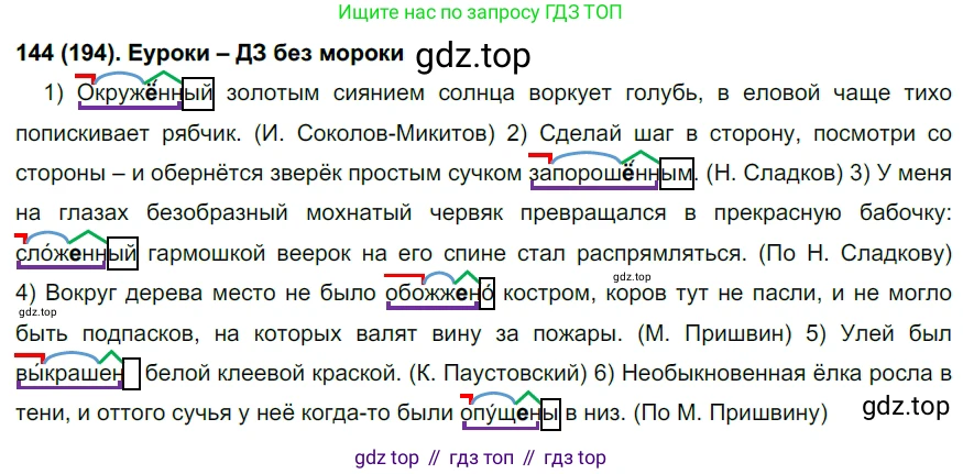 Русский язык, 7 класс Учебник, авторы: Рыбченкова Лидия Макаровна, Александрова Ольга Макаровна, Загоровская Ольга Владимировна, Нарушевич Андрей Георгиевич, Вакурова Ольга Фёдоровна, Григорьев Андрей Владимирович, Кузина Анна Николаевна, издательство Просвещение, Москва, 2019, коричневого цвета, Часть 1, страница 92, номер 194, Решение 2
