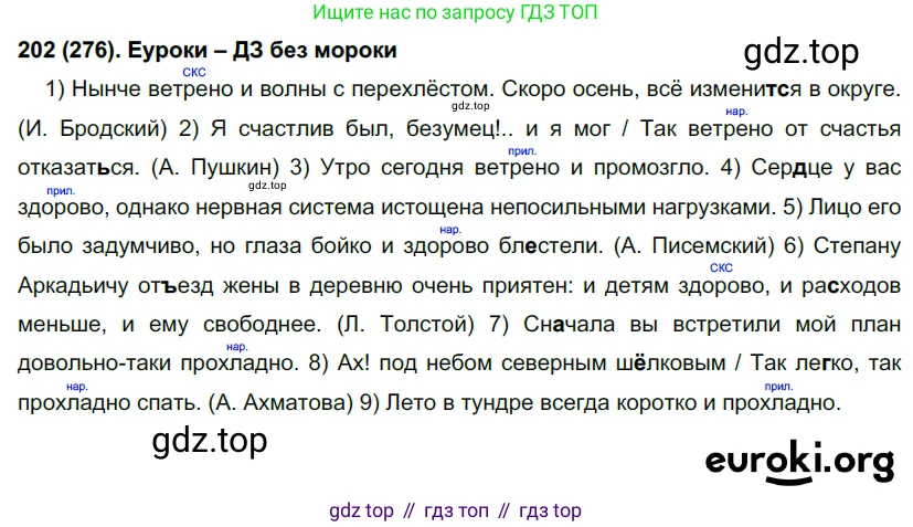 Русский язык, 7 класс Учебник, авторы: Рыбченкова Лидия Макаровна, Александрова Ольга Макаровна, Загоровская Ольга Владимировна, Нарушевич Андрей Георгиевич, Вакурова Ольга Фёдоровна, Григорьев Андрей Владимирович, Кузина Анна Николаевна, издательство Просвещение, Москва, 2019, коричневого цвета, Часть 2, страница 8, номер 276, Решение 2