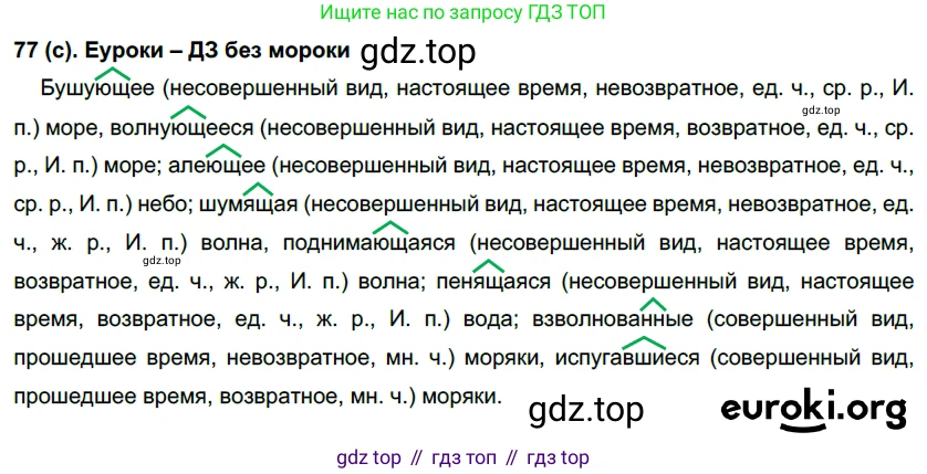 Русский язык, 7 класс Учебник, авторы: Рыбченкова Лидия Макаровна, Александрова Ольга Макаровна, Загоровская Ольга Владимировна, Нарушевич Андрей Георгиевич, Вакурова Ольга Фёдоровна, Григорьев Андрей Владимирович, Кузина Анна Николаевна, издательство Просвещение, Москва, 2019, коричневого цвета, Часть 1, страница 44, номер 77, Решение 2