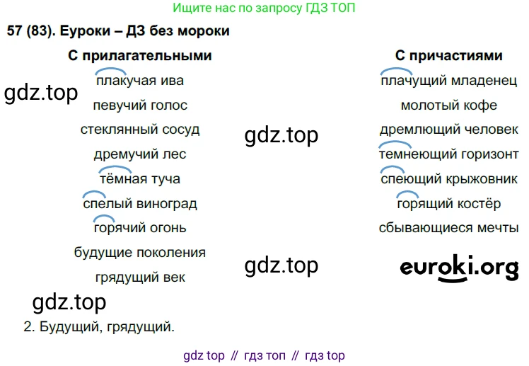 Русский язык, 7 класс Учебник, авторы: Рыбченкова Лидия Макаровна, Александрова Ольга Макаровна, Загоровская Ольга Владимировна, Нарушевич Андрей Георгиевич, Вакурова Ольга Фёдоровна, Григорьев Андрей Владимирович, Кузина Анна Николаевна, издательство Просвещение, Москва, 2019, коричневого цвета, Часть 1, страница 46, номер 83, Решение 2