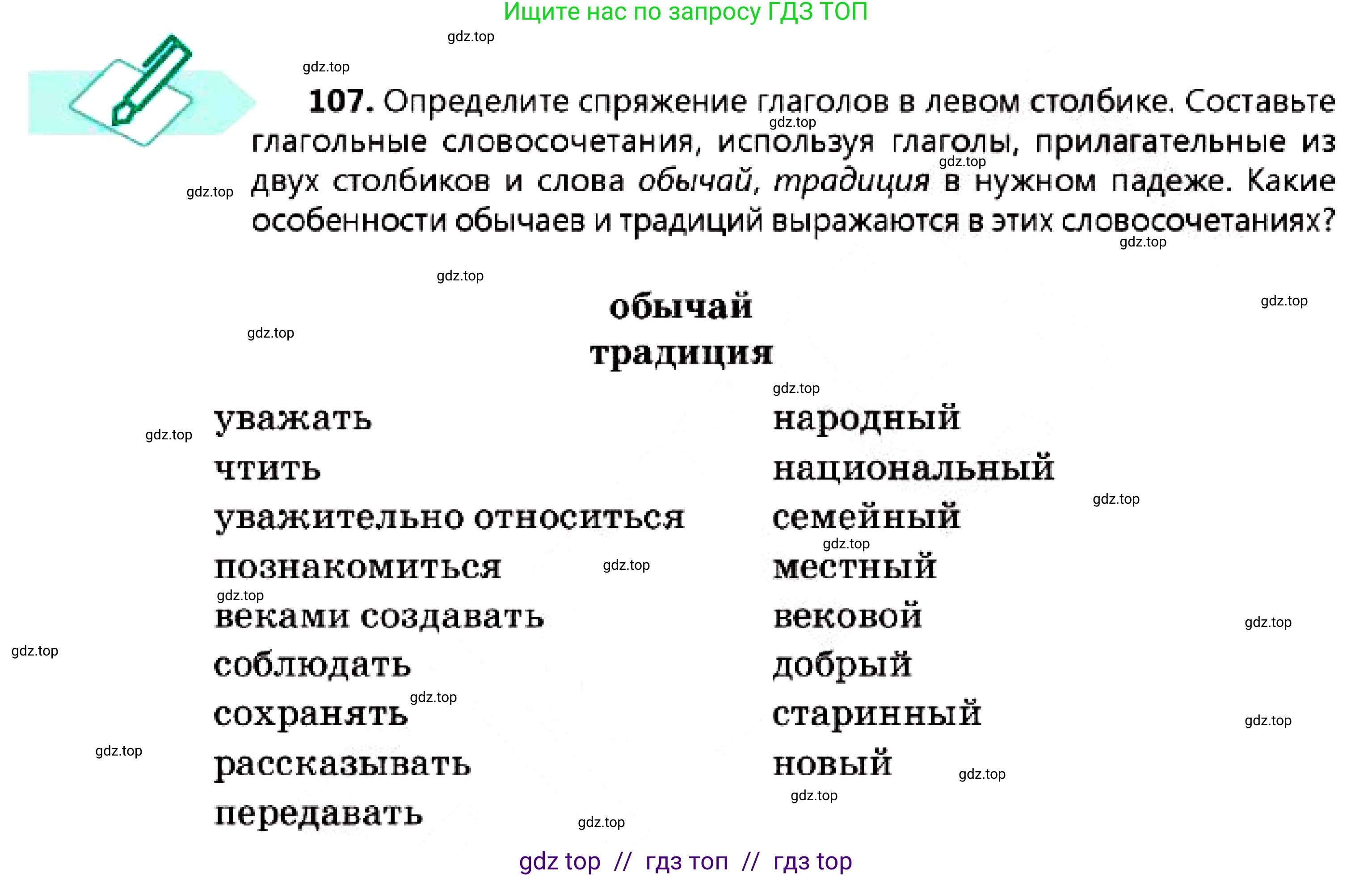 Русский язык, 7 класс Учебник, авторы: Сабитова Зинаида Какбаевна, Скляренко Ксения Сергеевна, Дюсенова Динара Сагимжановна, Жанкидирова Гульжан Токтарбековна, издательство Мектеп, Алматы, 2025, страница 62, номер 107, Условие