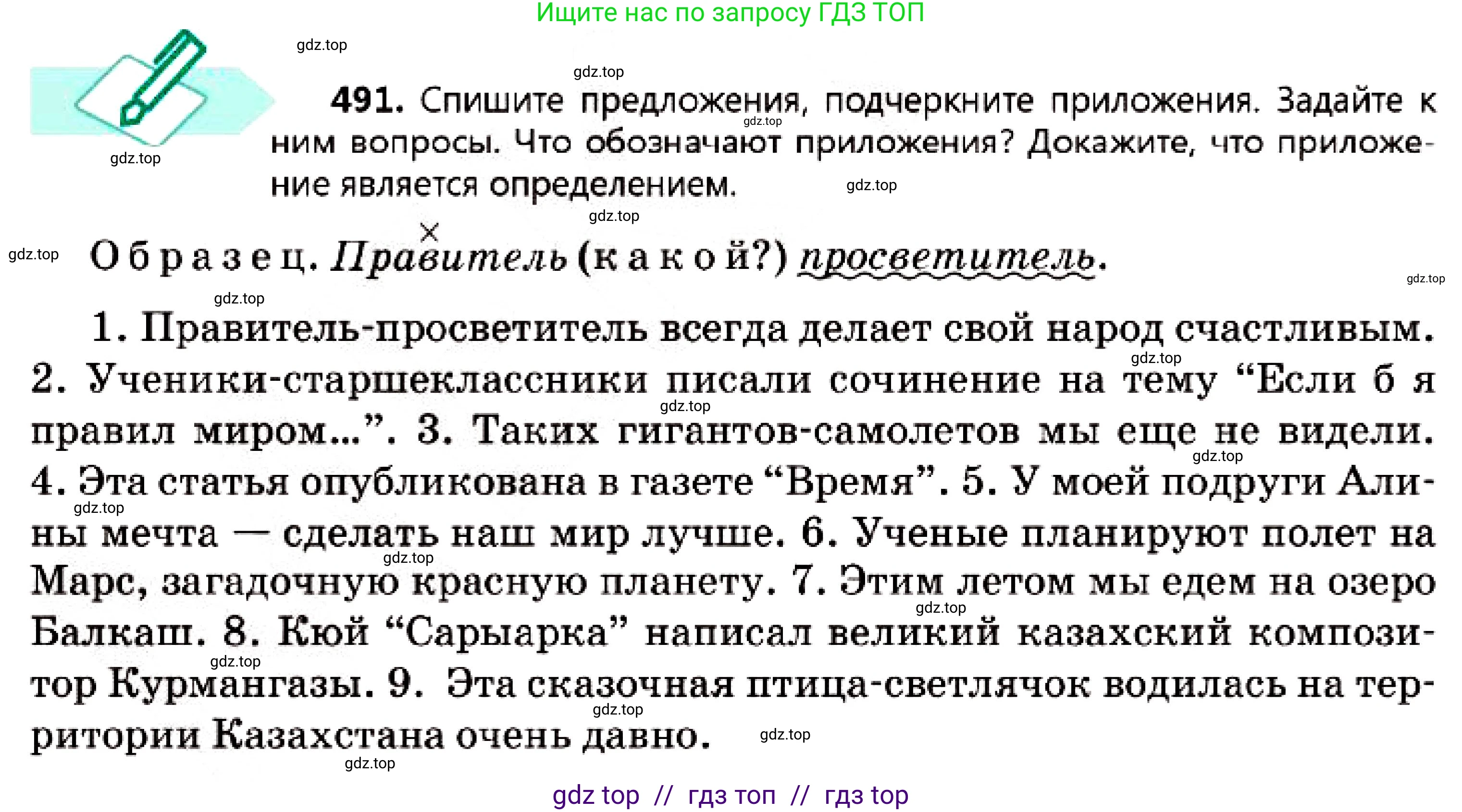 Русский язык, 7 класс Учебник, авторы: Сабитова Зинаида Какбаевна, Скляренко Ксения Сергеевна, Дюсенова Динара Сагимжановна, Жанкидирова Гульжан Токтарбековна, издательство Мектеп, Алматы, 2025, страница 266, номер 491, Условие