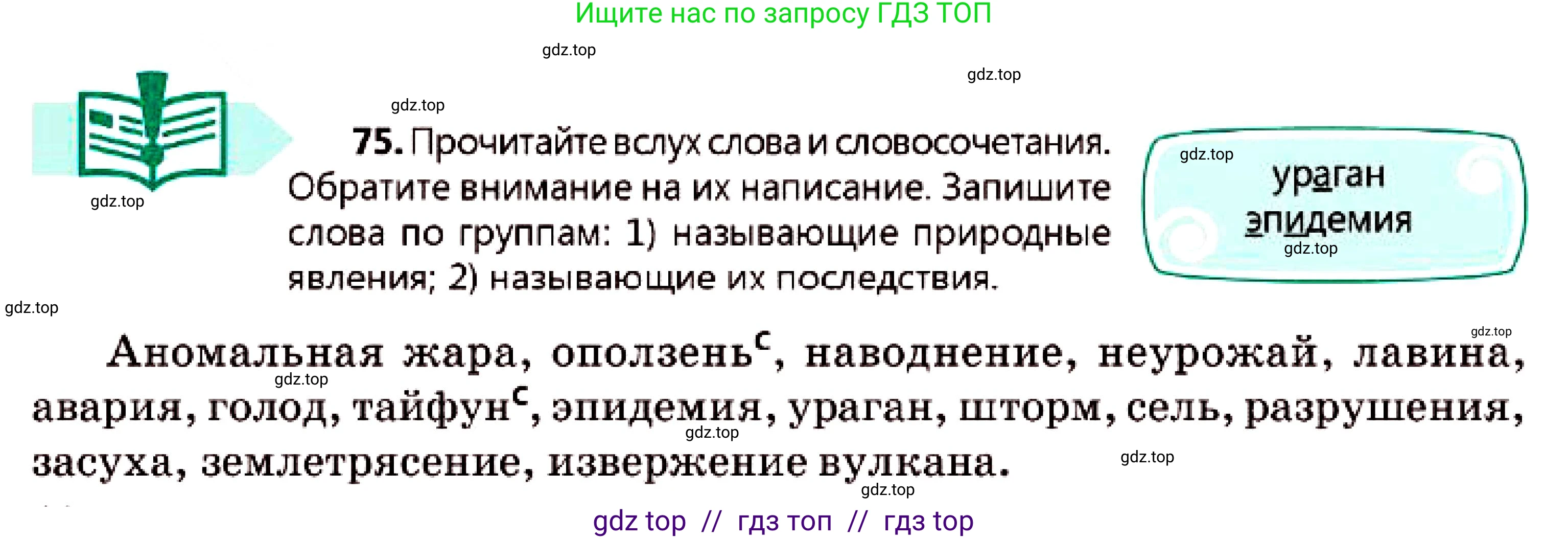 Русский язык, 7 класс Учебник, авторы: Сабитова Зинаида Какбаевна, Скляренко Ксения Сергеевна, Дюсенова Динара Сагимжановна, Жанкидирова Гульжан Токтарбековна, издательство Мектеп, Алматы, 2025, страница 44, номер 75, Условие