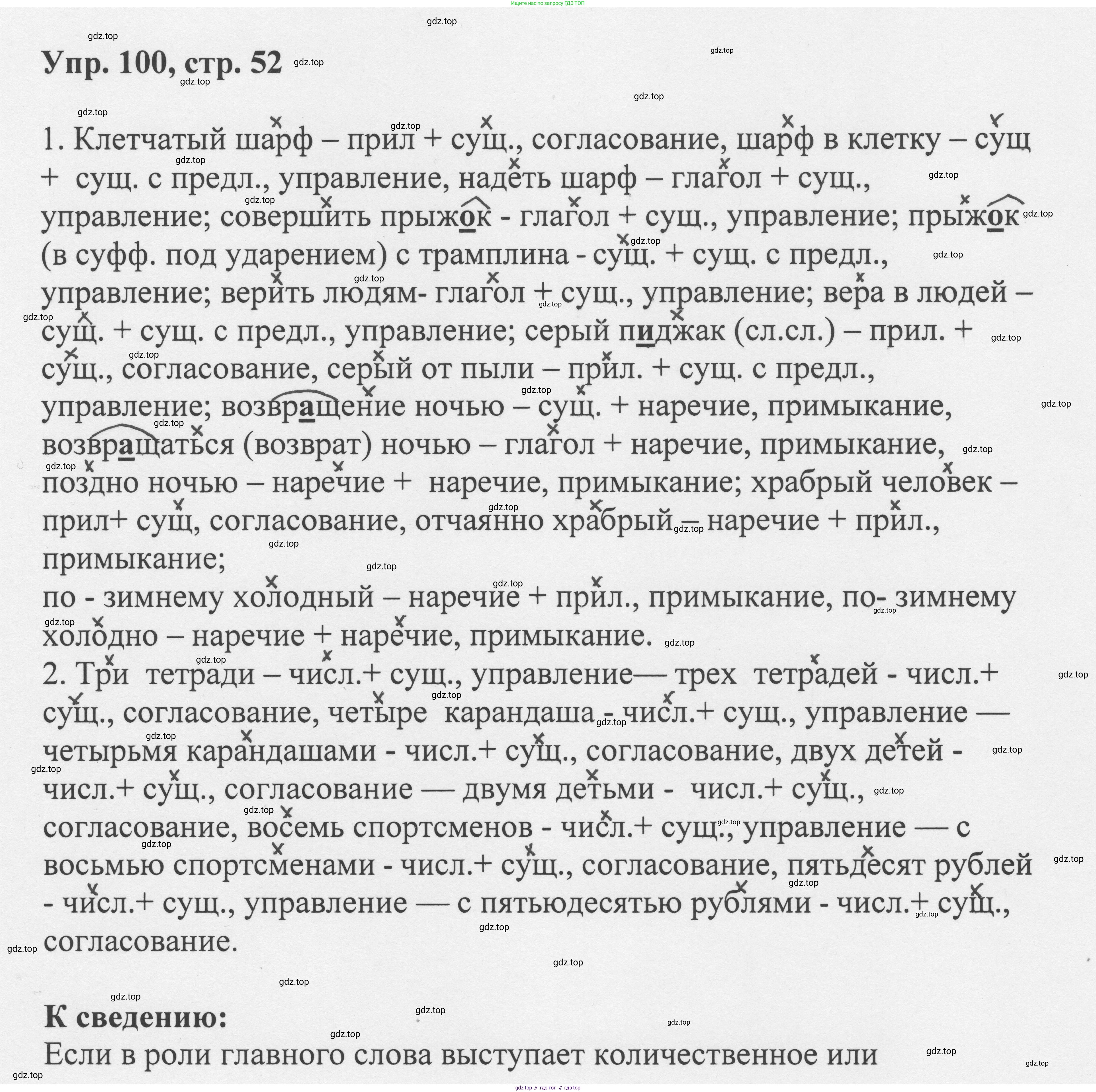 Русский язык, 8 класс Учебник, авторы: Бархударов Степан Григорьевич, Крючков Сергей Ефимович, Максимов Леонард Юрьевич, Чешко Лев Антонович, Николина Наталия Анатольевна, Мишина Клара Ивановна, Текучева Ирина Викторовна, Курцева Зоя Ивановна, Комиссарова Людмила Юрьевна, издательство Просвещение, Москва, 2023, зелёного цвета, страница 52, номер 100, Решение 1 (2023-2027)