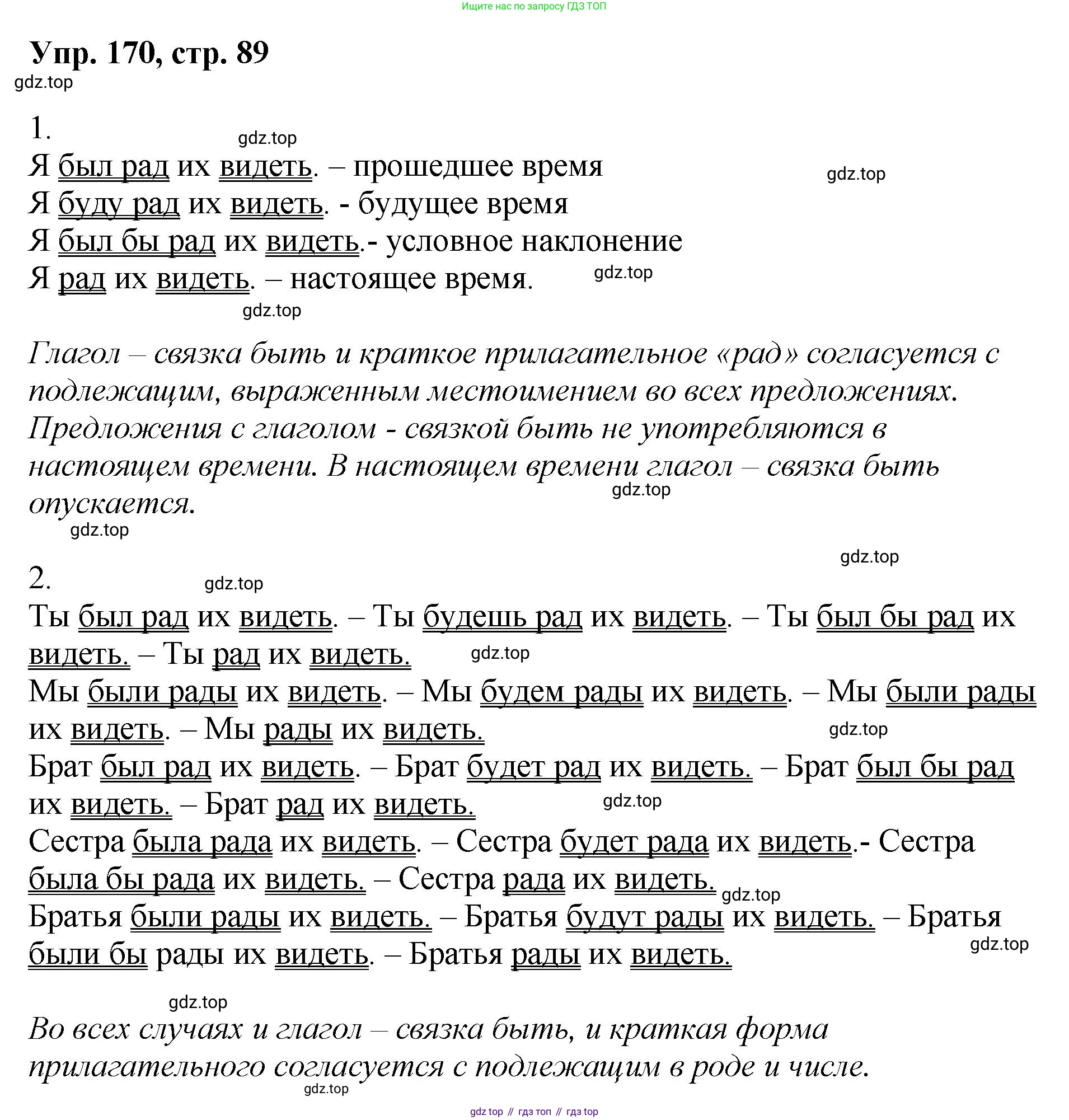 Русский язык, 8 класс Учебник, авторы: Бархударов Степан Григорьевич, Крючков Сергей Ефимович, Максимов Леонард Юрьевич, Чешко Лев Антонович, Николина Наталия Анатольевна, Мишина Клара Ивановна, Текучева Ирина Викторовна, Курцева Зоя Ивановна, Комиссарова Людмила Юрьевна, издательство Просвещение, Москва, 2023, зелёного цвета, страница 89, номер 170, Решение 1 (2023-2027)