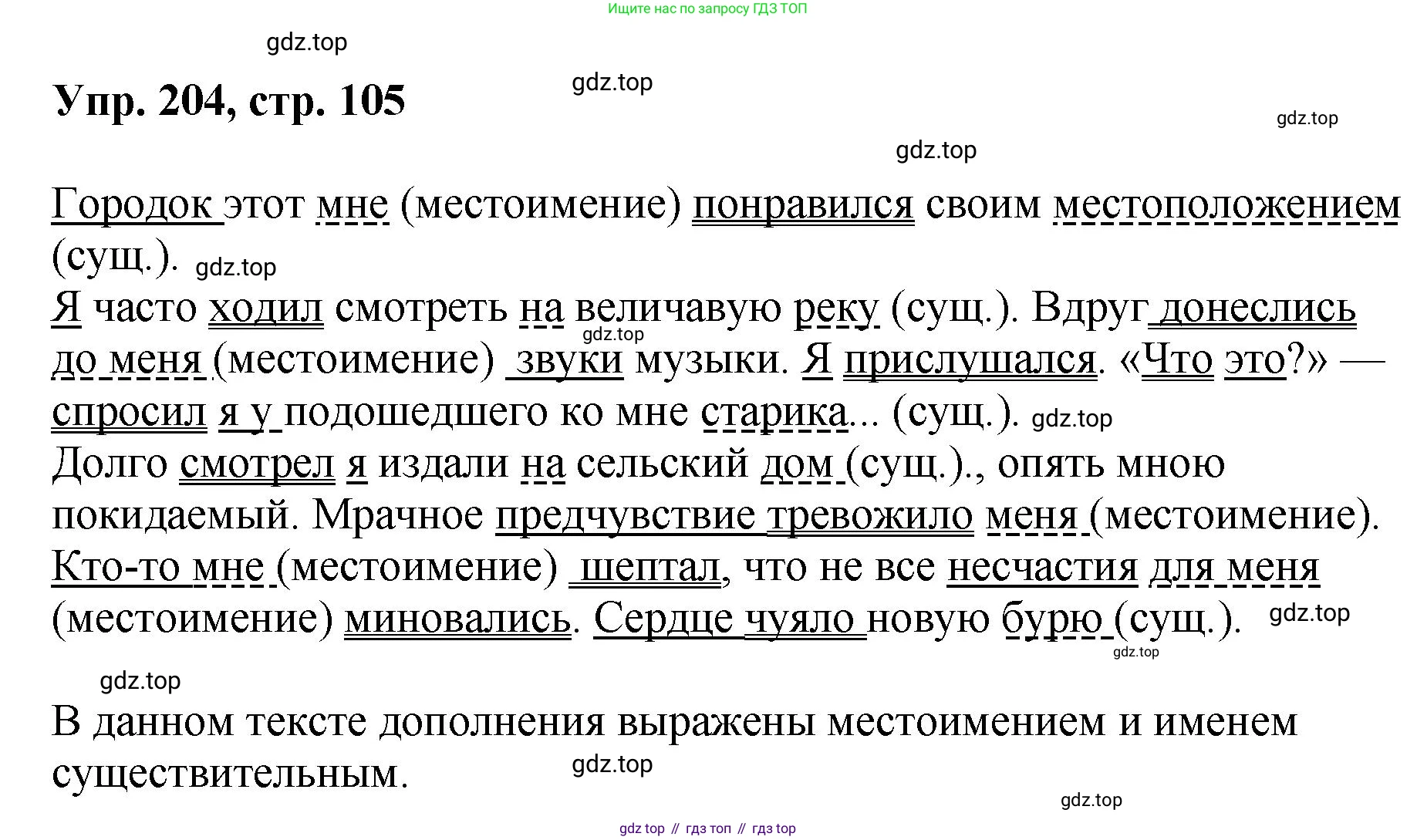 Русский язык, 8 класс Учебник, авторы: Бархударов Степан Григорьевич, Крючков Сергей Ефимович, Максимов Леонард Юрьевич, Чешко Лев Антонович, Николина Наталия Анатольевна, Мишина Клара Ивановна, Текучева Ирина Викторовна, Курцева Зоя Ивановна, Комиссарова Людмила Юрьевна, издательство Просвещение, Москва, 2023, зелёного цвета, страница 105, номер 204, Решение 1 (2023-2027)