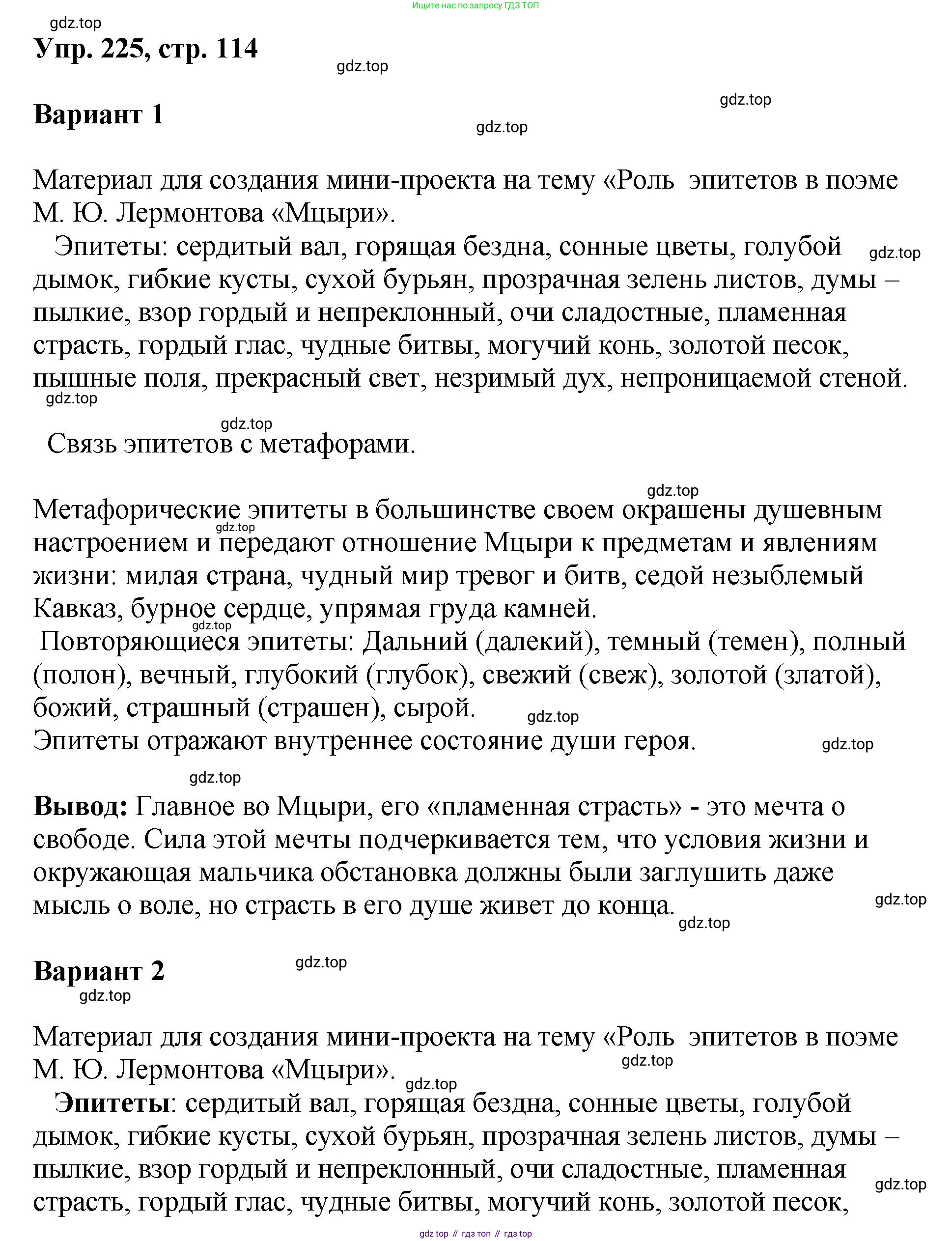 Русский язык, 8 класс Учебник, авторы: Бархударов Степан Григорьевич, Крючков Сергей Ефимович, Максимов Леонард Юрьевич, Чешко Лев Антонович, Николина Наталия Анатольевна, Мишина Клара Ивановна, Текучева Ирина Викторовна, Курцева Зоя Ивановна, Комиссарова Людмила Юрьевна, издательство Просвещение, Москва, 2023, зелёного цвета, страница 114, номер 225, Решение 1 (2023-2027)