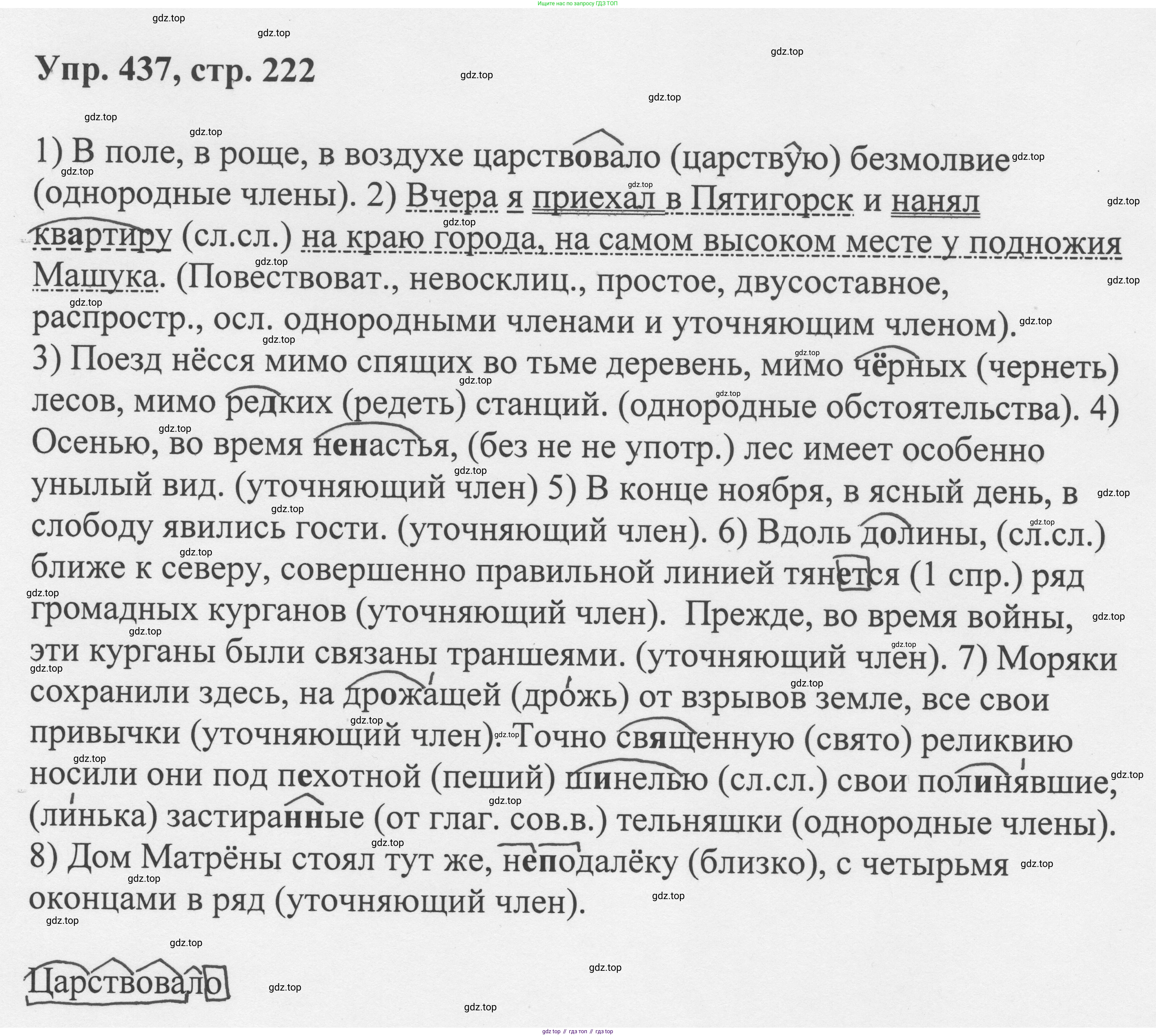 Русский язык, 8 класс Учебник, авторы: Бархударов Степан Григорьевич, Крючков Сергей Ефимович, Максимов Леонард Юрьевич, Чешко Лев Антонович, Николина Наталия Анатольевна, Мишина Клара Ивановна, Текучева Ирина Викторовна, Курцева Зоя Ивановна, Комиссарова Людмила Юрьевна, издательство Просвещение, Москва, 2023, зелёного цвета, страница 222, номер 437, Решение 1 (2023-2027)