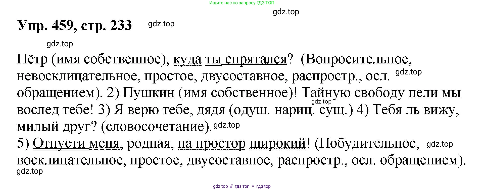 Русский язык, 8 класс Учебник, авторы: Бархударов Степан Григорьевич, Крючков Сергей Ефимович, Максимов Леонард Юрьевич, Чешко Лев Антонович, Николина Наталия Анатольевна, Мишина Клара Ивановна, Текучева Ирина Викторовна, Курцева Зоя Ивановна, Комиссарова Людмила Юрьевна, издательство Просвещение, Москва, 2023, зелёного цвета, страница 233, номер 459, Решение 1 (2023-2027)