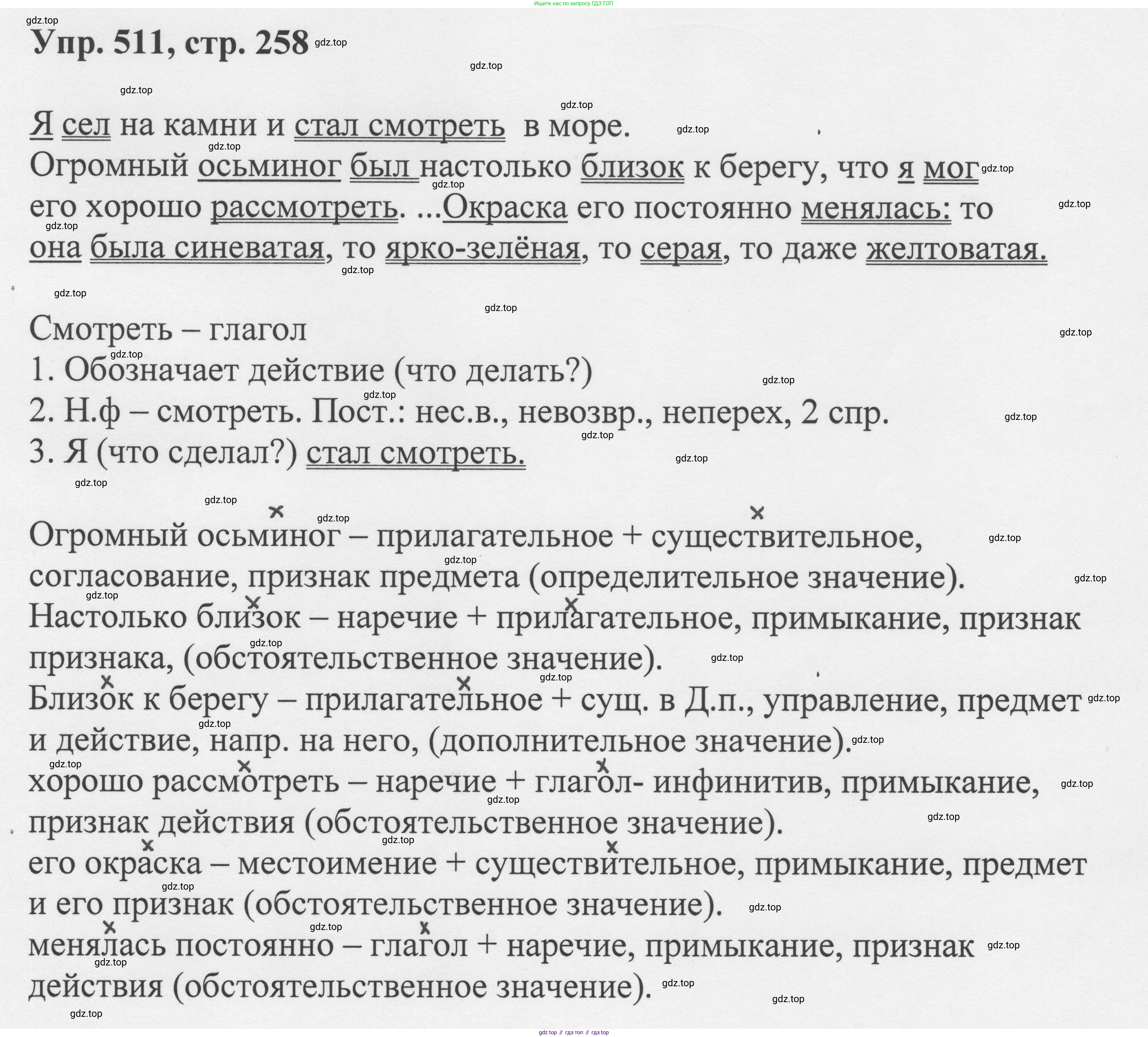 Русский язык, 8 класс Учебник, авторы: Бархударов Степан Григорьевич, Крючков Сергей Ефимович, Максимов Леонард Юрьевич, Чешко Лев Антонович, Николина Наталия Анатольевна, Мишина Клара Ивановна, Текучева Ирина Викторовна, Курцева Зоя Ивановна, Комиссарова Людмила Юрьевна, издательство Просвещение, Москва, 2023, зелёного цвета, страница 258, номер 511, Решение 1 (2023-2027)