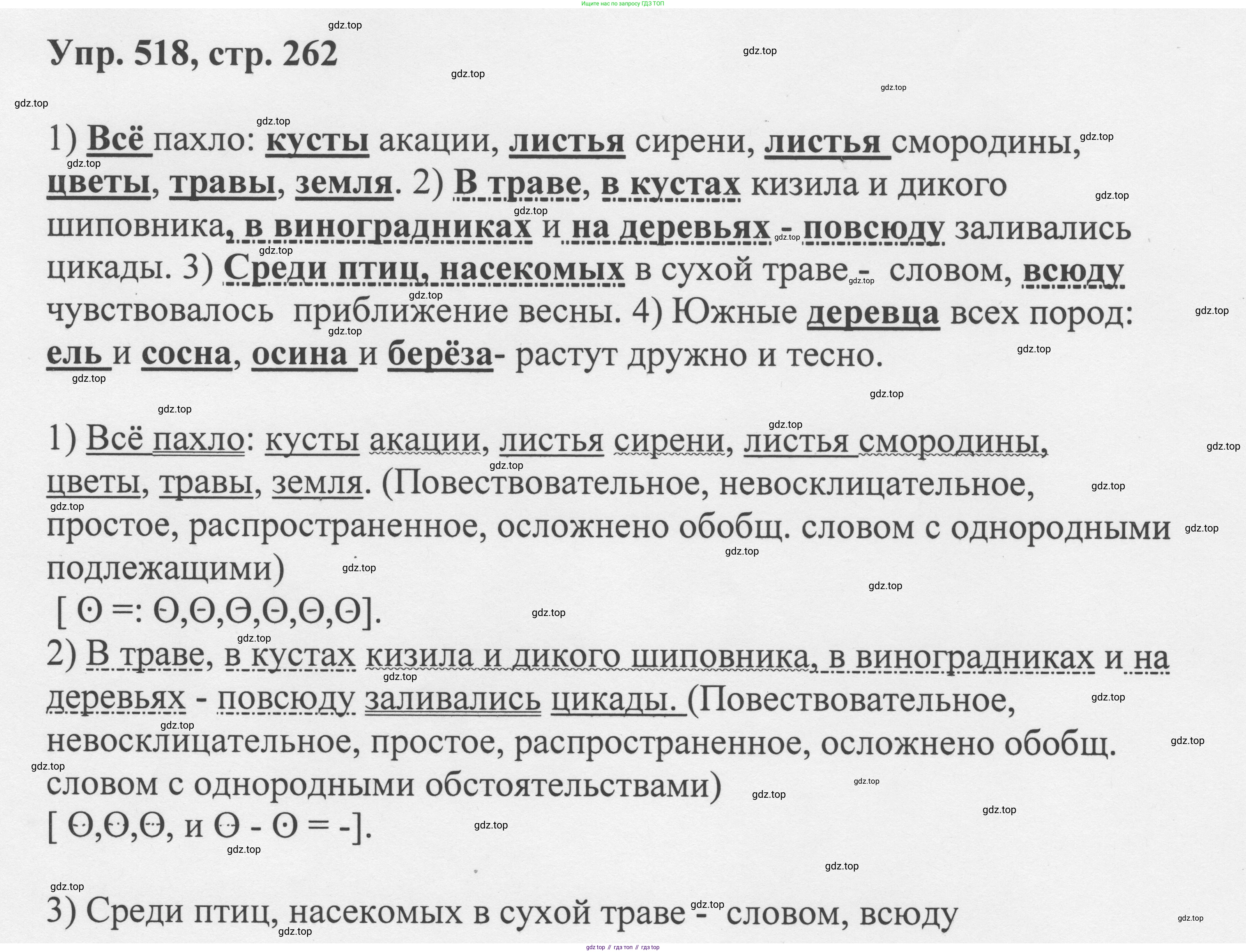 Русский язык, 8 класс Учебник, авторы: Бархударов Степан Григорьевич, Крючков Сергей Ефимович, Максимов Леонард Юрьевич, Чешко Лев Антонович, Николина Наталия Анатольевна, Мишина Клара Ивановна, Текучева Ирина Викторовна, Курцева Зоя Ивановна, Комиссарова Людмила Юрьевна, издательство Просвещение, Москва, 2023, зелёного цвета, страница 262, номер 518, Решение 1 (2023-2027)