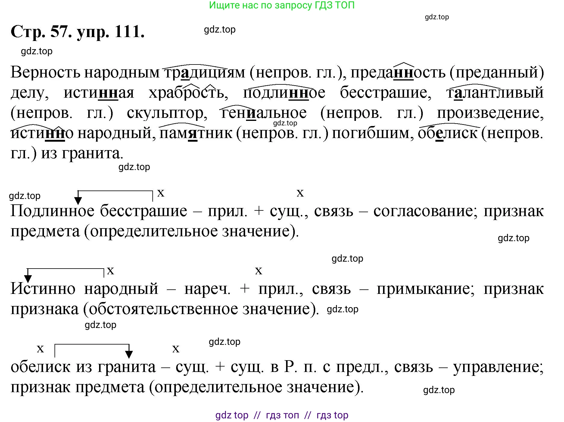 Русский язык, 8 класс Учебник, авторы: Бархударов Степан Григорьевич, Крючков Сергей Ефимович, Максимов Леонард Юрьевич, Чешко Лев Антонович, Николина Наталия Анатольевна, Мишина Клара Ивановна, Текучева Ирина Викторовна, Курцева Зоя Ивановна, Комиссарова Людмила Юрьевна, издательство Просвещение, Москва, 2023, зелёного цвета, страница 57, номер 111, Решение 1 (2024-2027)