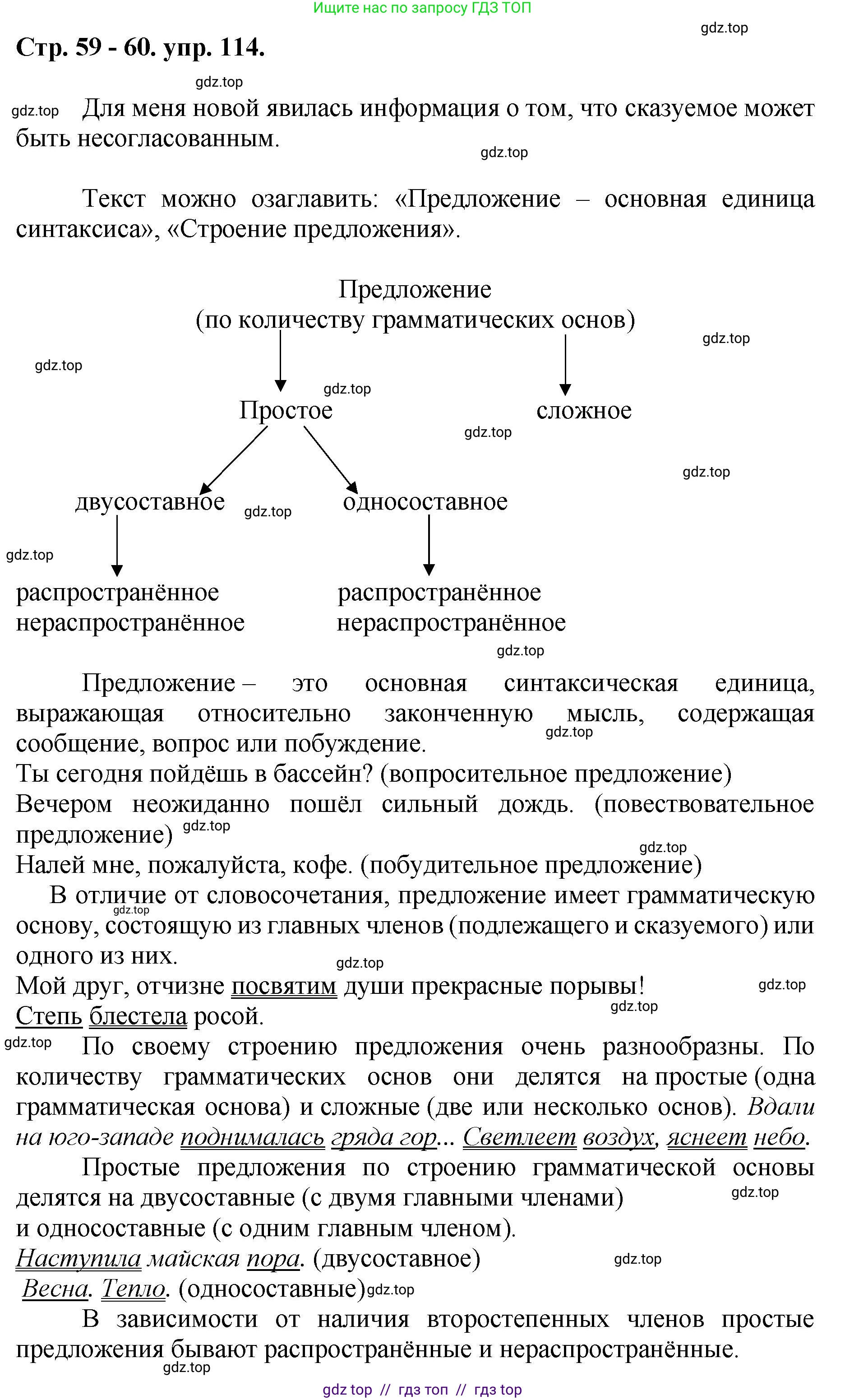 Русский язык, 8 класс Учебник, авторы: Бархударов Степан Григорьевич, Крючков Сергей Ефимович, Максимов Леонард Юрьевич, Чешко Лев Антонович, Николина Наталия Анатольевна, Мишина Клара Ивановна, Текучева Ирина Викторовна, Курцева Зоя Ивановна, Комиссарова Людмила Юрьевна, издательство Просвещение, Москва, 2023, зелёного цвета, страница 59, номер 114, Решение 1 (2024-2027)