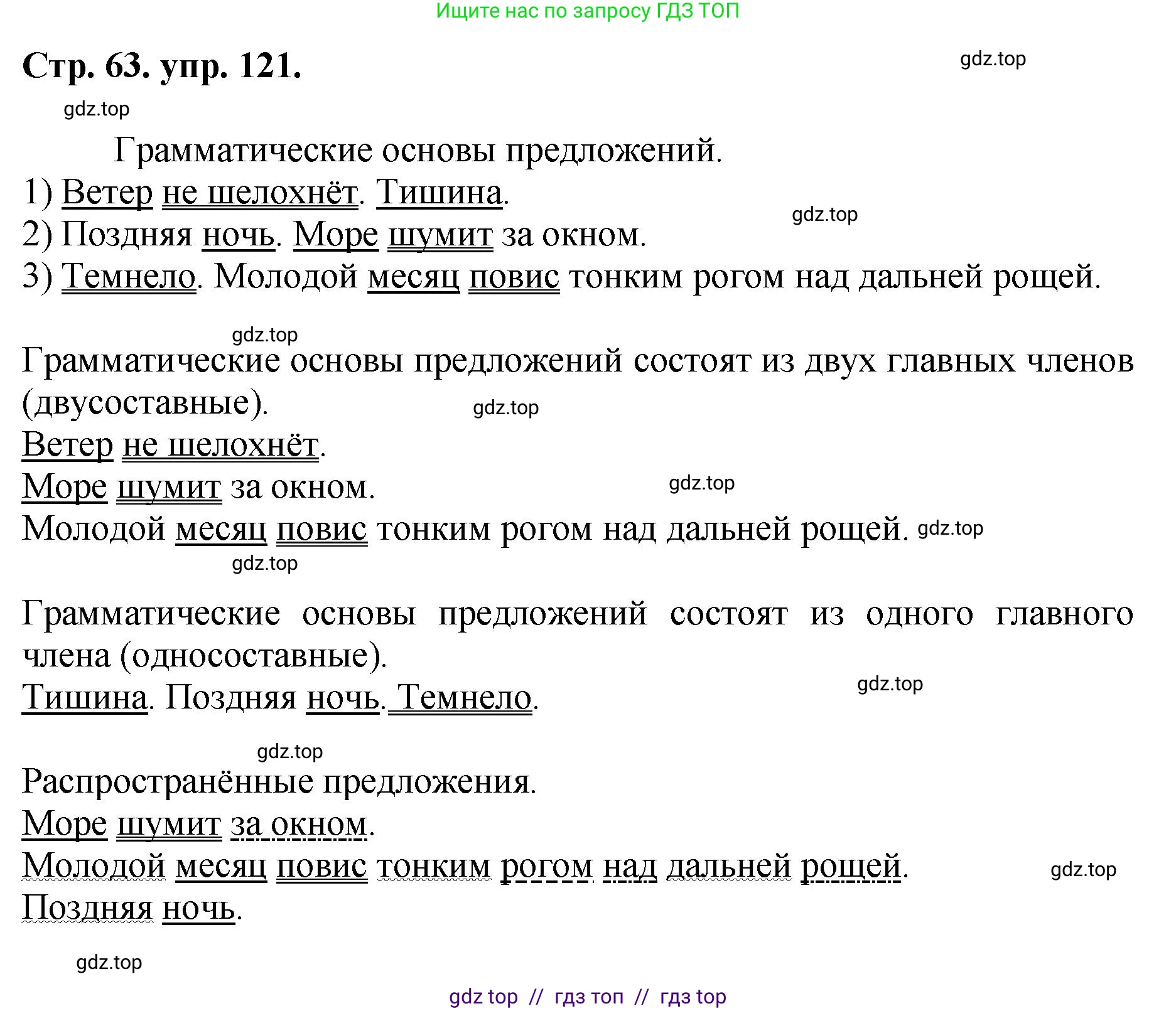 Русский язык, 8 класс Учебник, авторы: Бархударов Степан Григорьевич, Крючков Сергей Ефимович, Максимов Леонард Юрьевич, Чешко Лев Антонович, Николина Наталия Анатольевна, Мишина Клара Ивановна, Текучева Ирина Викторовна, Курцева Зоя Ивановна, Комиссарова Людмила Юрьевна, издательство Просвещение, Москва, 2023, зелёного цвета, страница 63, номер 121, Решение 1 (2024-2027)