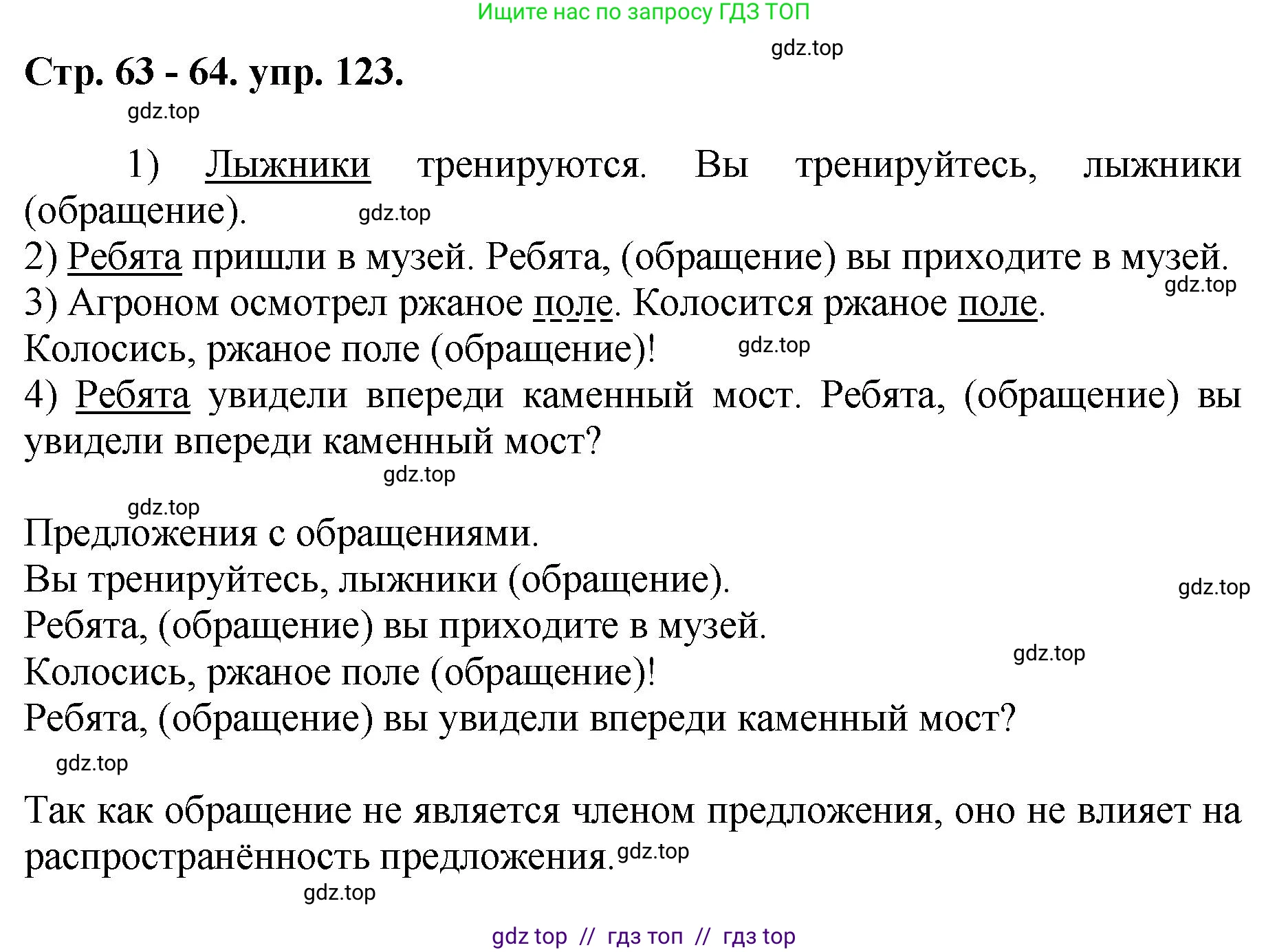 Русский язык, 8 класс Учебник, авторы: Бархударов Степан Григорьевич, Крючков Сергей Ефимович, Максимов Леонард Юрьевич, Чешко Лев Антонович, Николина Наталия Анатольевна, Мишина Клара Ивановна, Текучева Ирина Викторовна, Курцева Зоя Ивановна, Комиссарова Людмила Юрьевна, издательство Просвещение, Москва, 2023, зелёного цвета, страница 63, номер 123, Решение 1 (2024-2027)