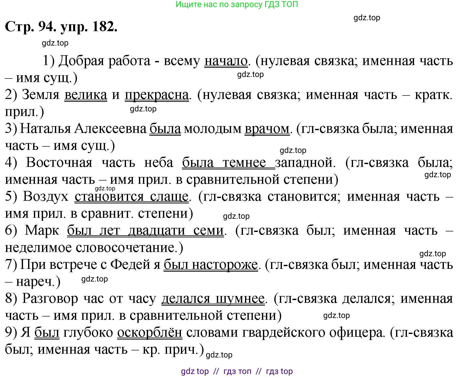 Русский язык, 8 класс Учебник, авторы: Бархударов Степан Григорьевич, Крючков Сергей Ефимович, Максимов Леонард Юрьевич, Чешко Лев Антонович, Николина Наталия Анатольевна, Мишина Клара Ивановна, Текучева Ирина Викторовна, Курцева Зоя Ивановна, Комиссарова Людмила Юрьевна, издательство Просвещение, Москва, 2023, зелёного цвета, страница 94, номер 182, Решение 1 (2024-2027)