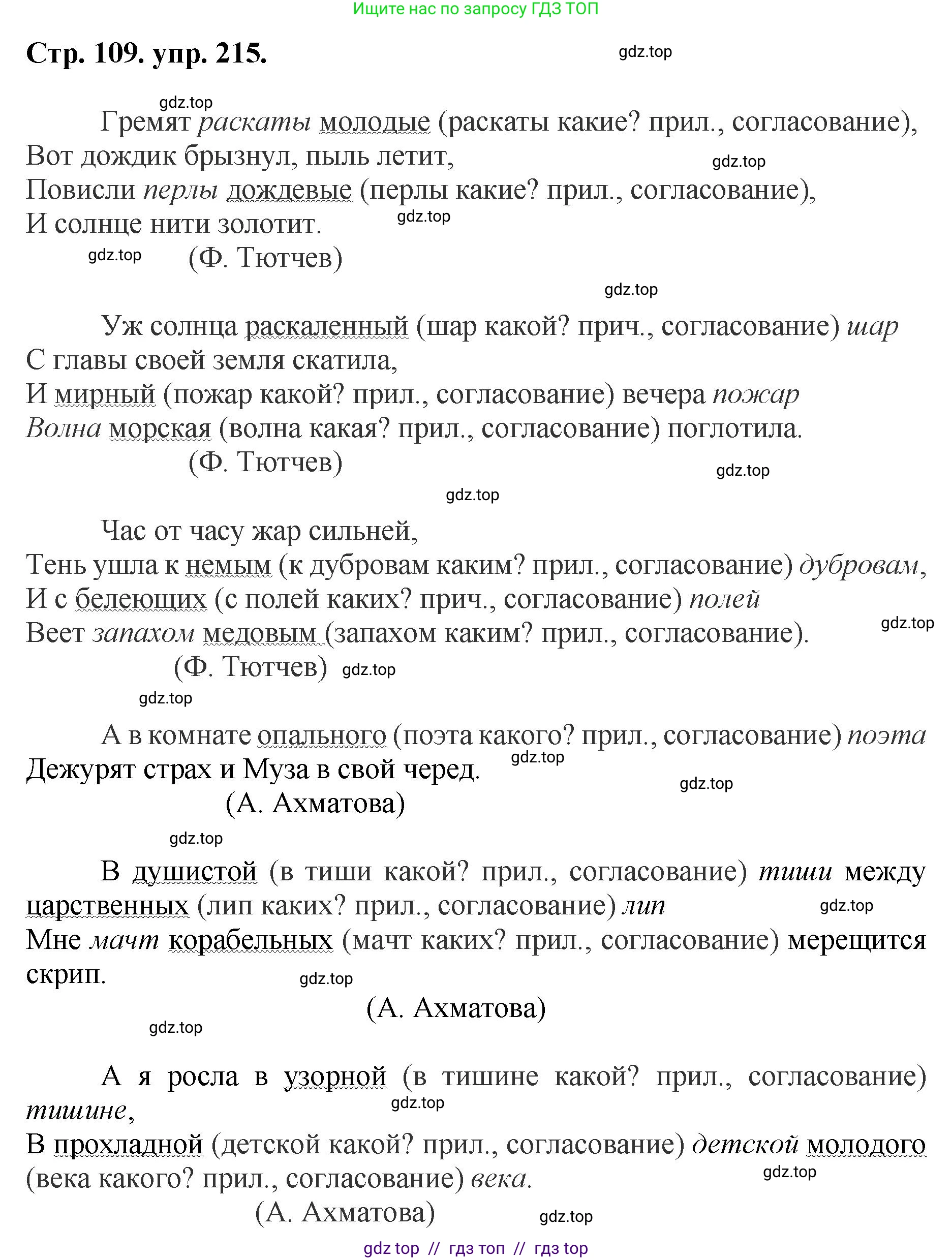 Русский язык, 8 класс Учебник, авторы: Бархударов Степан Григорьевич, Крючков Сергей Ефимович, Максимов Леонард Юрьевич, Чешко Лев Антонович, Николина Наталия Анатольевна, Мишина Клара Ивановна, Текучева Ирина Викторовна, Курцева Зоя Ивановна, Комиссарова Людмила Юрьевна, издательство Просвещение, Москва, 2023, зелёного цвета, страница 109, номер 215, Решение 1 (2024-2027)