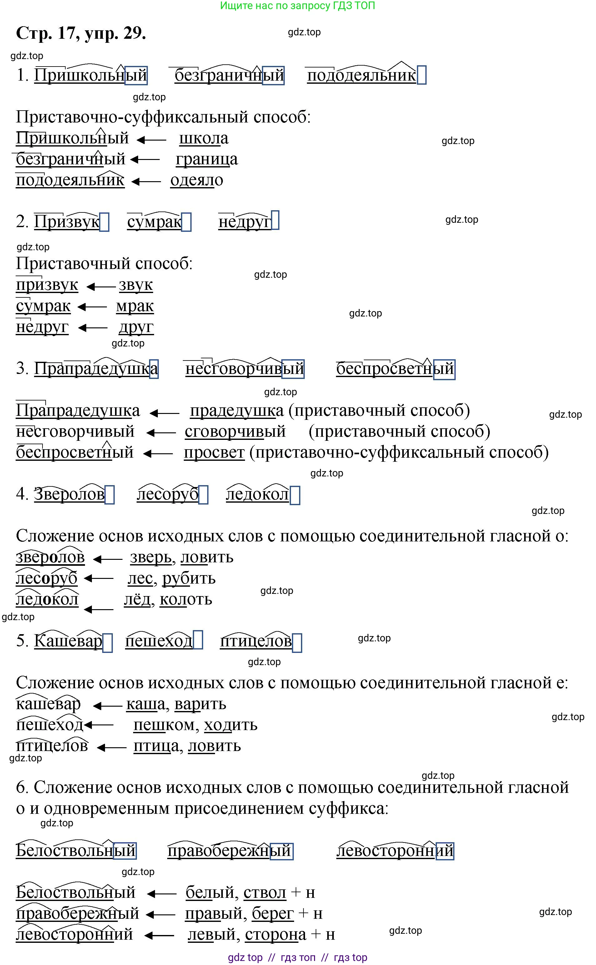 Русский язык, 8 класс Учебник, авторы: Бархударов Степан Григорьевич, Крючков Сергей Ефимович, Максимов Леонард Юрьевич, Чешко Лев Антонович, Николина Наталия Анатольевна, Мишина Клара Ивановна, Текучева Ирина Викторовна, Курцева Зоя Ивановна, Комиссарова Людмила Юрьевна, издательство Просвещение, Москва, 2023, зелёного цвета, страница 17, номер 29, Решение 1 (2024-2027)