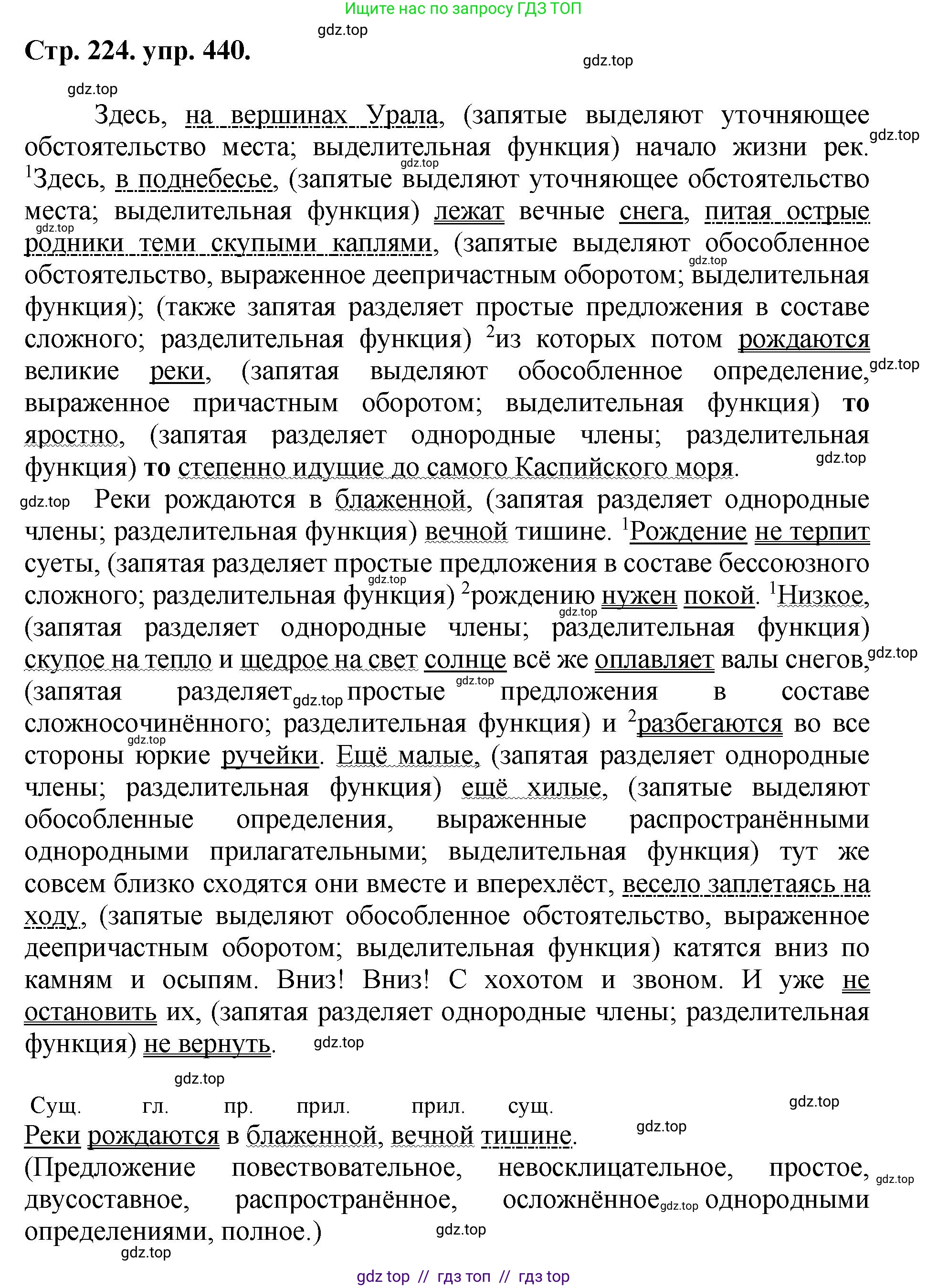 Русский язык, 8 класс Учебник, авторы: Бархударов Степан Григорьевич, Крючков Сергей Ефимович, Максимов Леонард Юрьевич, Чешко Лев Антонович, Николина Наталия Анатольевна, Мишина Клара Ивановна, Текучева Ирина Викторовна, Курцева Зоя Ивановна, Комиссарова Людмила Юрьевна, издательство Просвещение, Москва, 2023, зелёного цвета, страница 224, номер 440, Решение 1 (2024-2027)