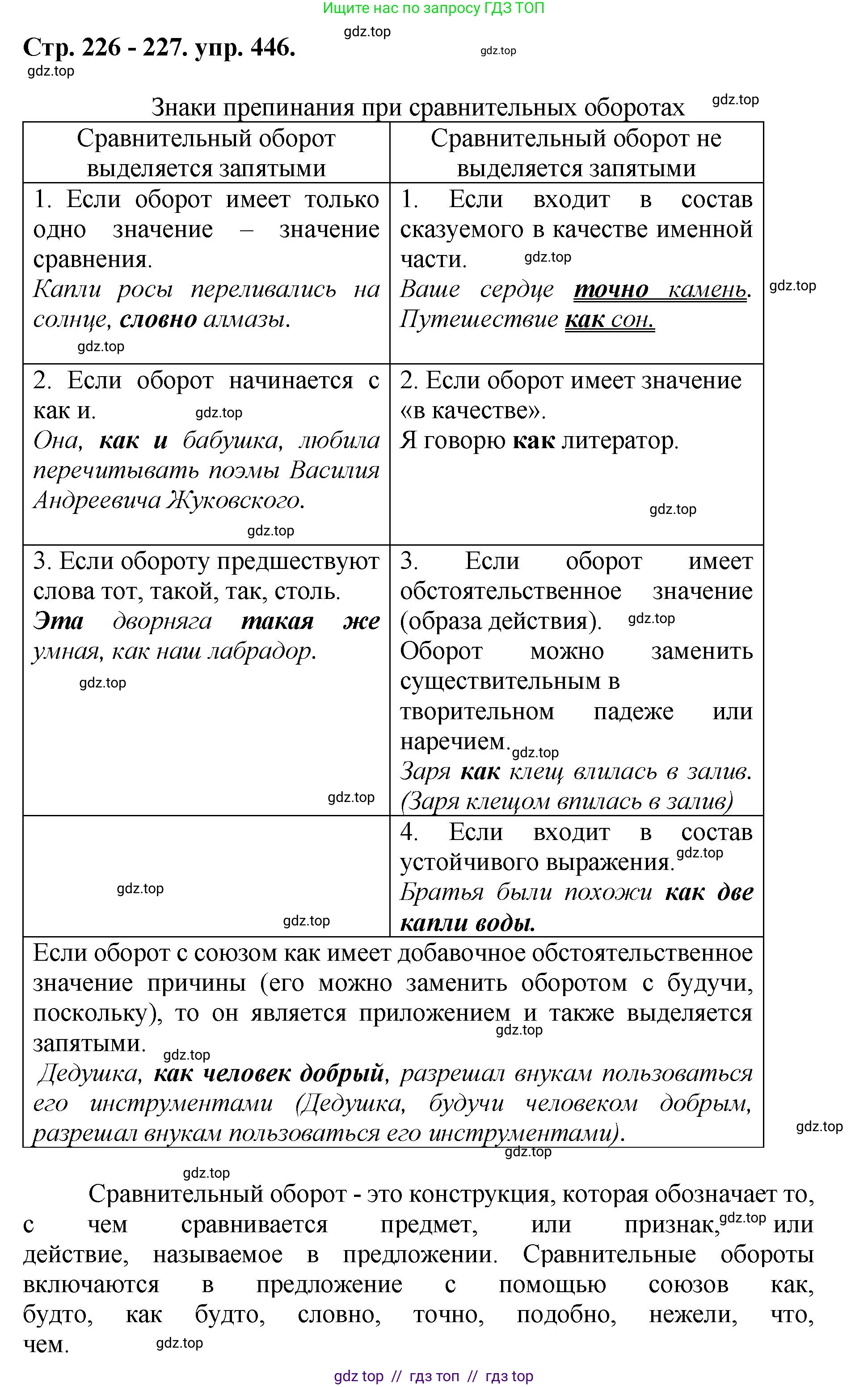 Русский язык, 8 класс Учебник, авторы: Бархударов Степан Григорьевич, Крючков Сергей Ефимович, Максимов Леонард Юрьевич, Чешко Лев Антонович, Николина Наталия Анатольевна, Мишина Клара Ивановна, Текучева Ирина Викторовна, Курцева Зоя Ивановна, Комиссарова Людмила Юрьевна, издательство Просвещение, Москва, 2023, зелёного цвета, страница 226, номер 446, Решение 1 (2024-2027)