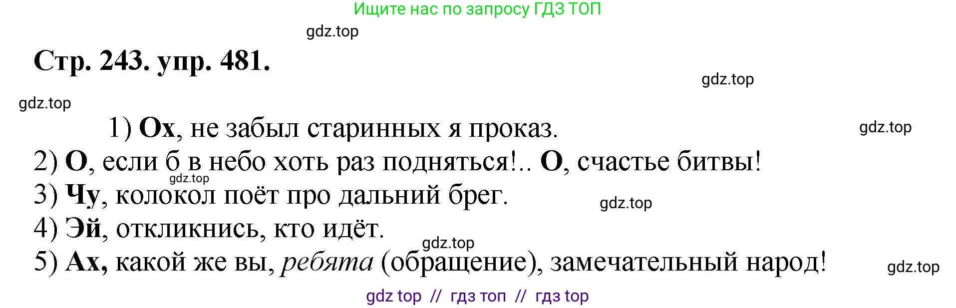 Русский язык, 8 класс Учебник, авторы: Бархударов Степан Григорьевич, Крючков Сергей Ефимович, Максимов Леонард Юрьевич, Чешко Лев Антонович, Николина Наталия Анатольевна, Мишина Клара Ивановна, Текучева Ирина Викторовна, Курцева Зоя Ивановна, Комиссарова Людмила Юрьевна, издательство Просвещение, Москва, 2023, зелёного цвета, страница 243, номер 481, Решение 1 (2024-2027)